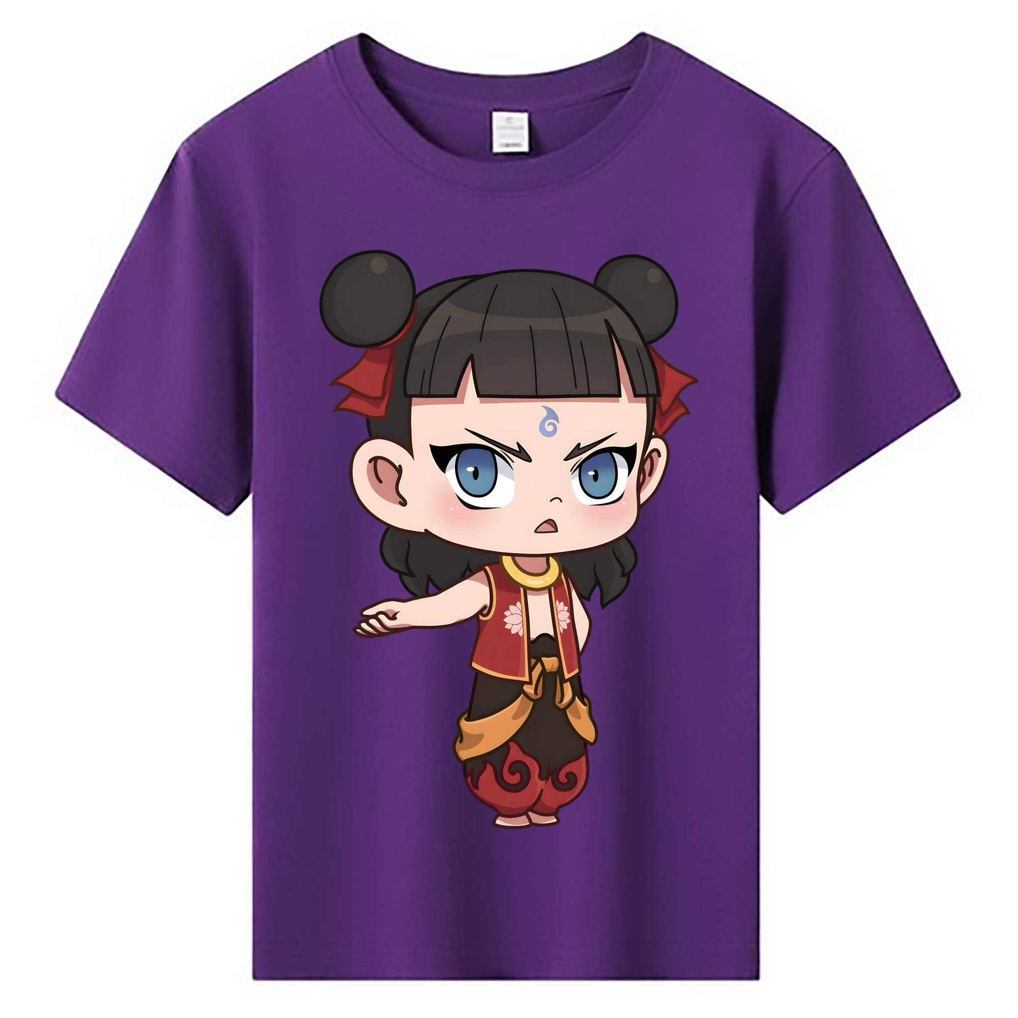 （画像用） Ne Zha 2 ナタ 魔童の大暴れ 綿100％キッズTシャツ（フロントプリント）