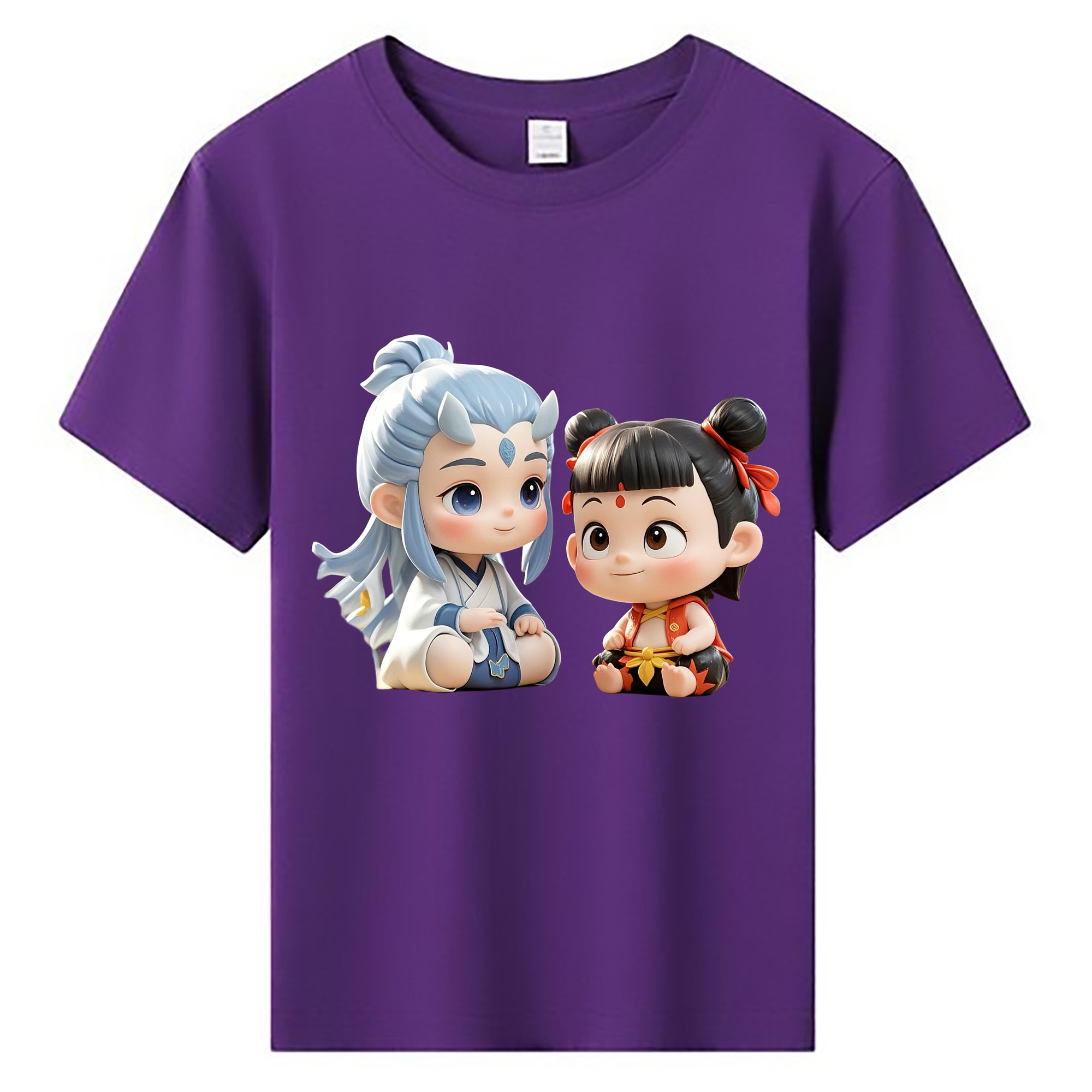 （画像用） Ne Zha 2 ナタ 魔童の大暴れ 綿100％キッズTシャツ（フロントプリント）