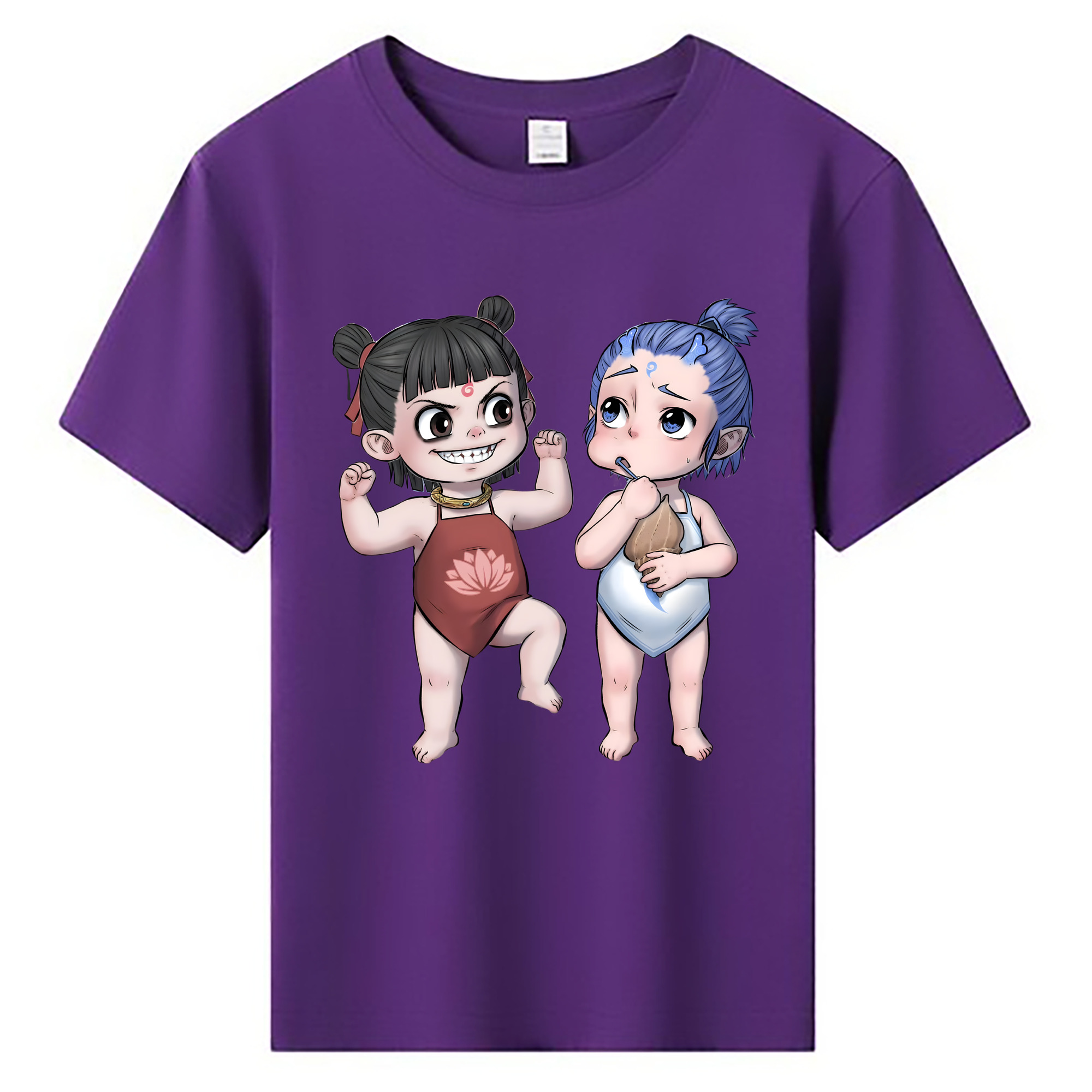 （画像用） Ne Zha 2 ナタ 魔童の大暴れ 綿100％キッズTシャツ（フロントプリント）