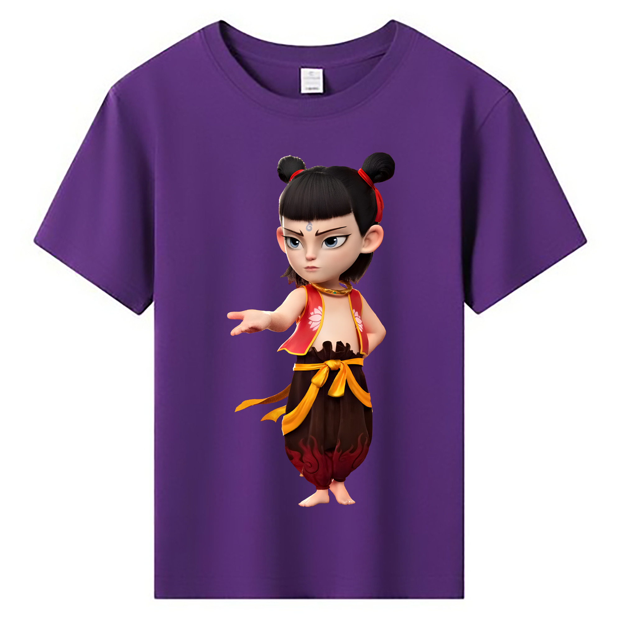 （画像用） Ne Zha 2 ナタ 魔童の大暴れ 綿100％キッズTシャツ（フロントプリント）