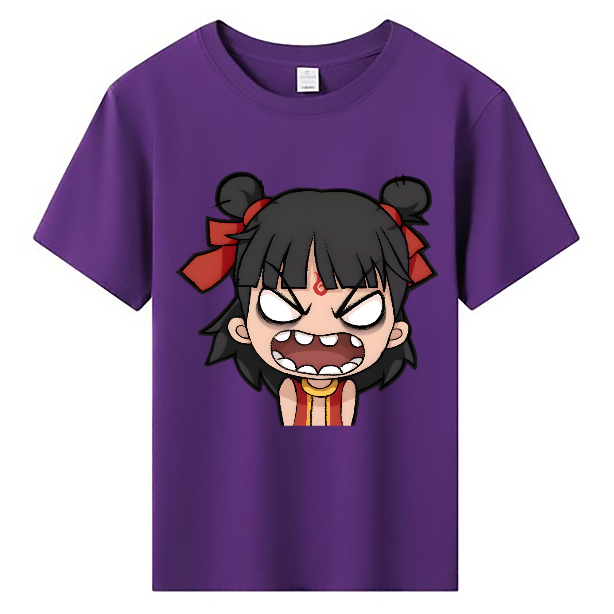 （画像用） Ne Zha 2 ナタ 魔童の大暴れ 綿100％キッズTシャツ（フロントプリント）