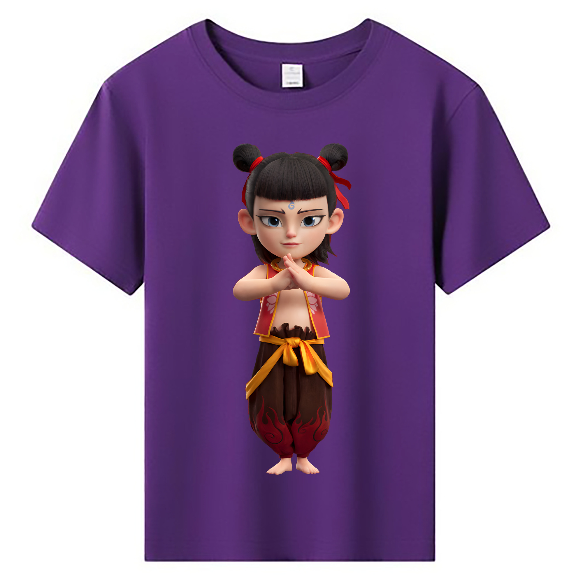 （画像用） Ne Zha 2 ナタ 魔童の大暴れ 綿100％キッズTシャツ（フロントプリント）