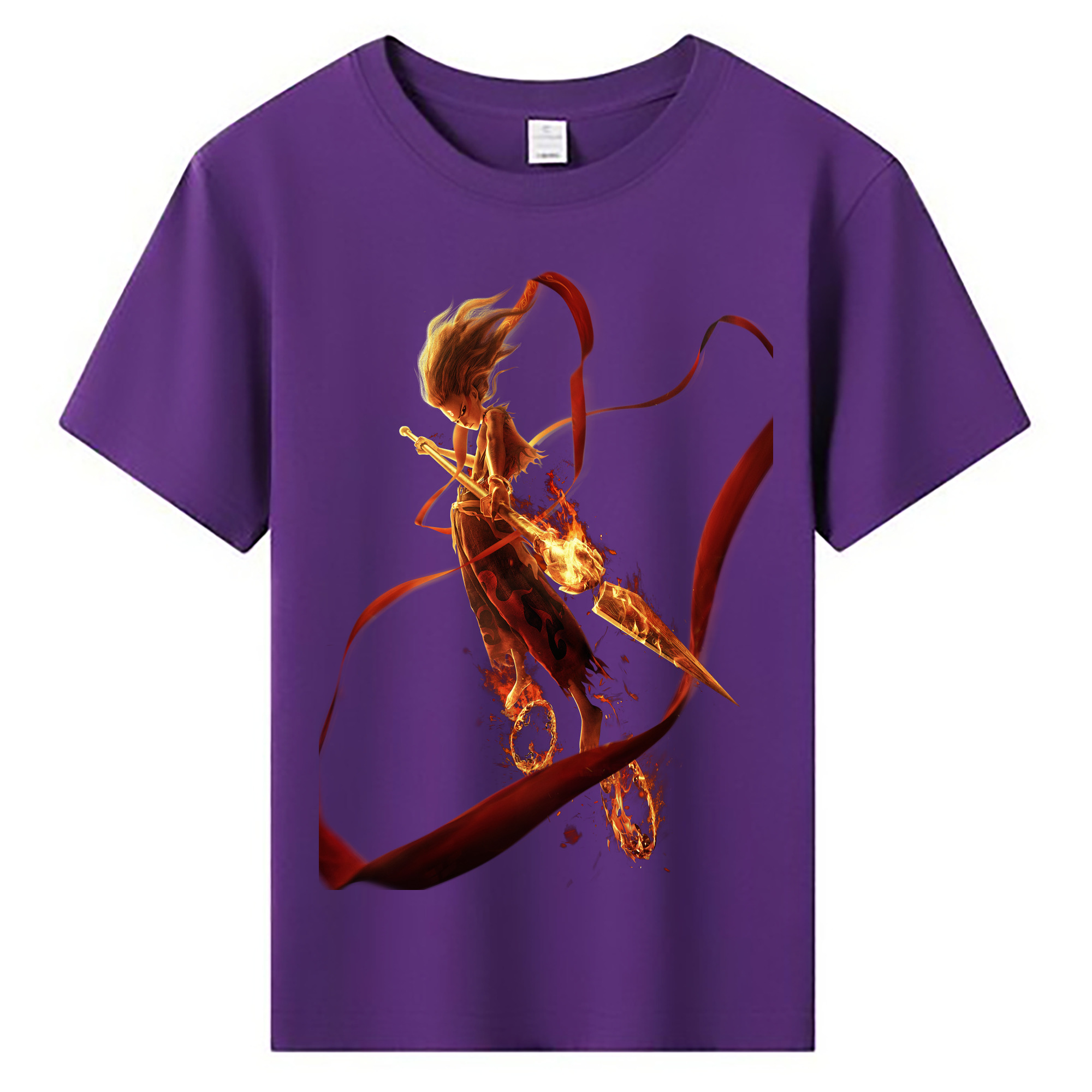 （画像用） Ne Zha 2 ナタ 魔童の大暴れ 綿100％キッズTシャツ（フロントプリント）