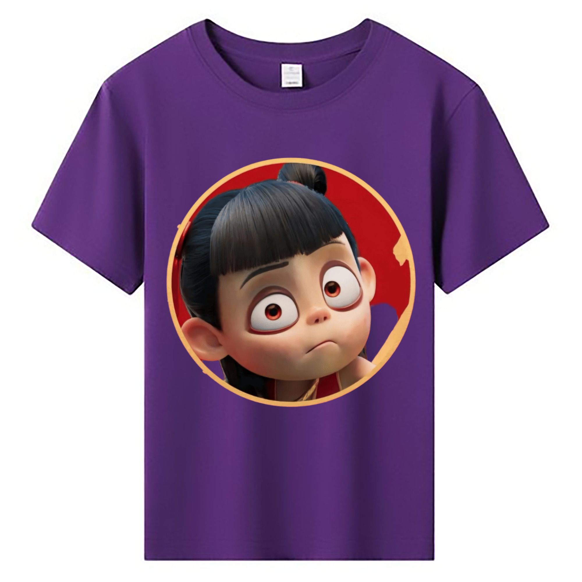（画像用） Ne Zha 2 ナタ 魔童の大暴れ 綿100％キッズTシャツ（フロントプリント）