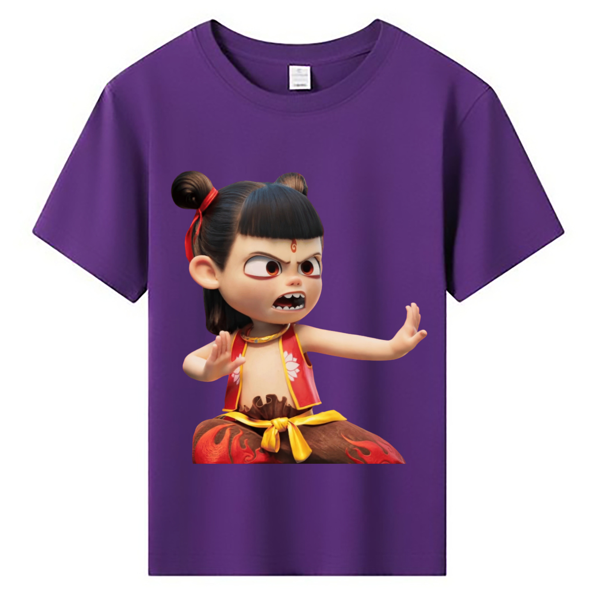 （画像用） Ne Zha 2 ナタ 魔童の大暴れ 綿100％キッズTシャツ（フロントプリント）