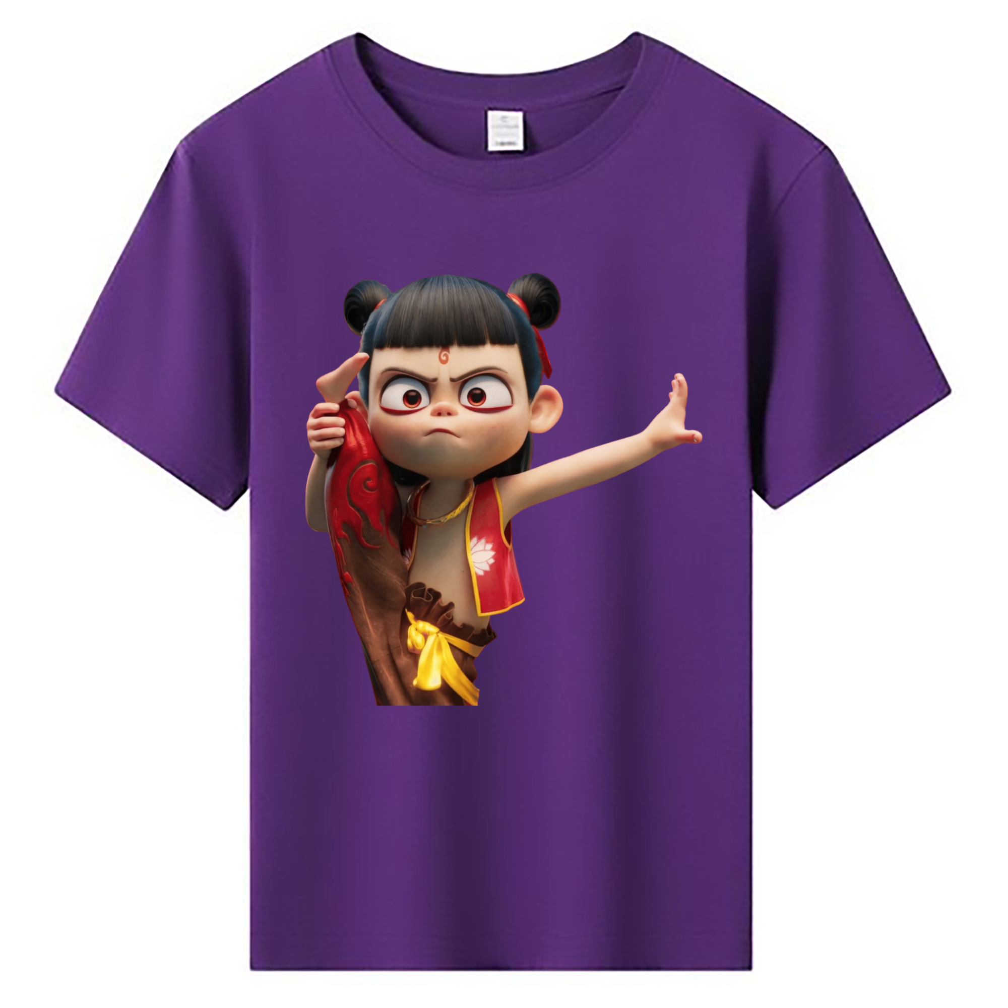 （画像用） Ne Zha 2 ナタ 魔童の大暴れ 綿100％キッズTシャツ（フロントプリント）