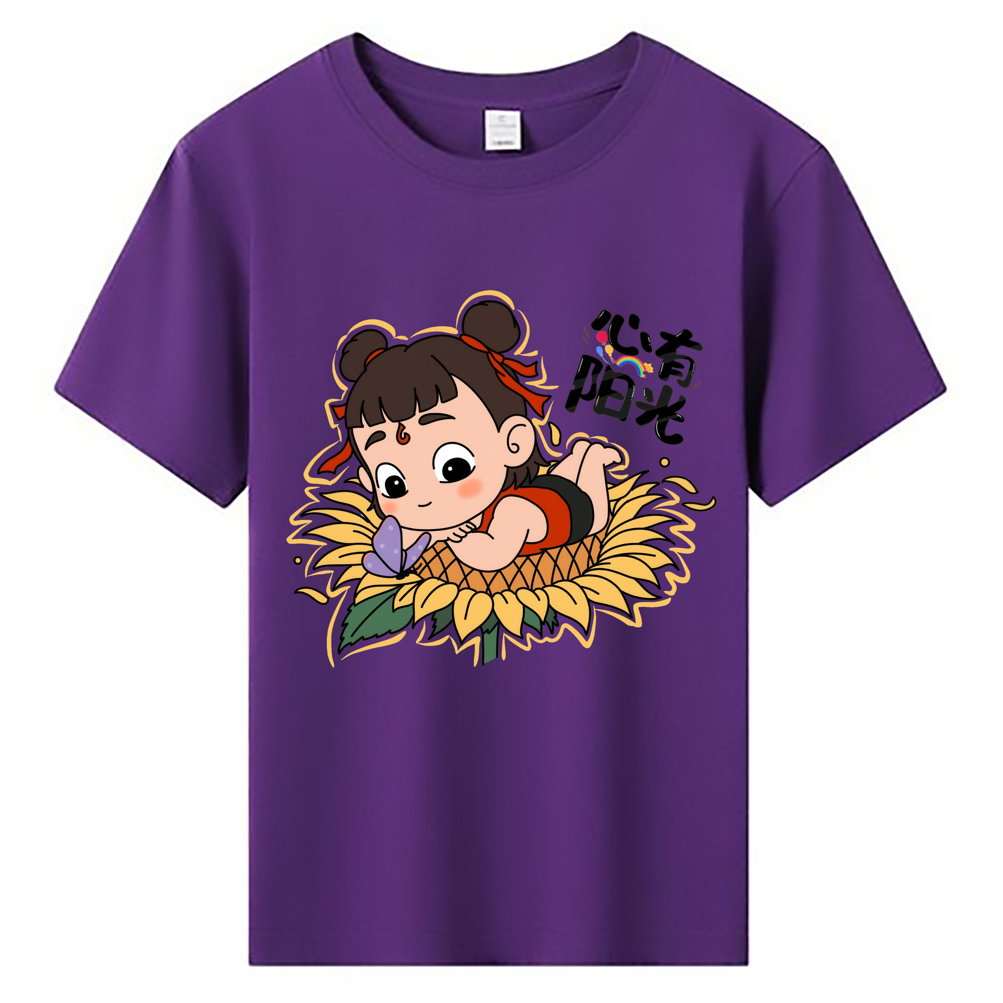 （画像用） Ne Zha 2 ナタ 魔童の大暴れ 綿100％キッズTシャツ（フロントプリント）