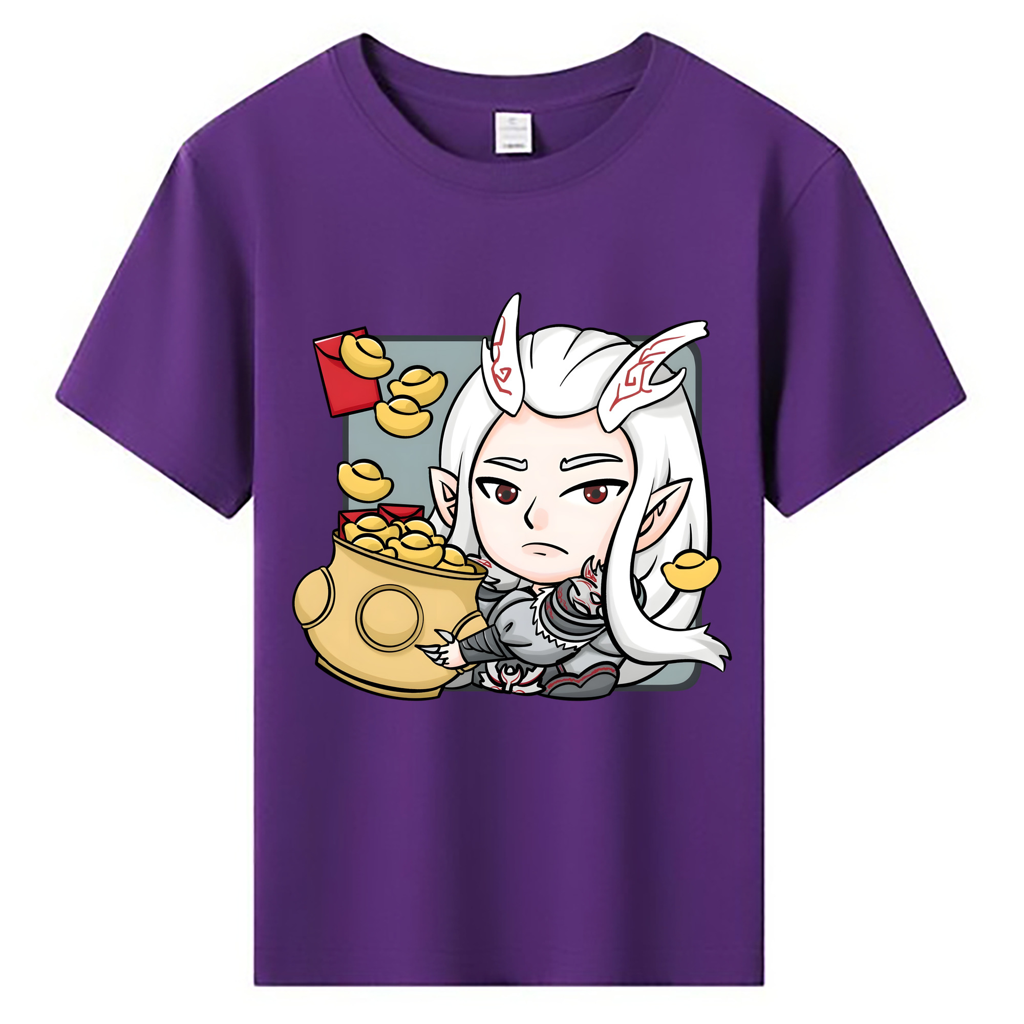 （画像用） Ne Zha 2 ナタ 魔童の大暴れ 綿100％キッズTシャツ（フロントプリント）
