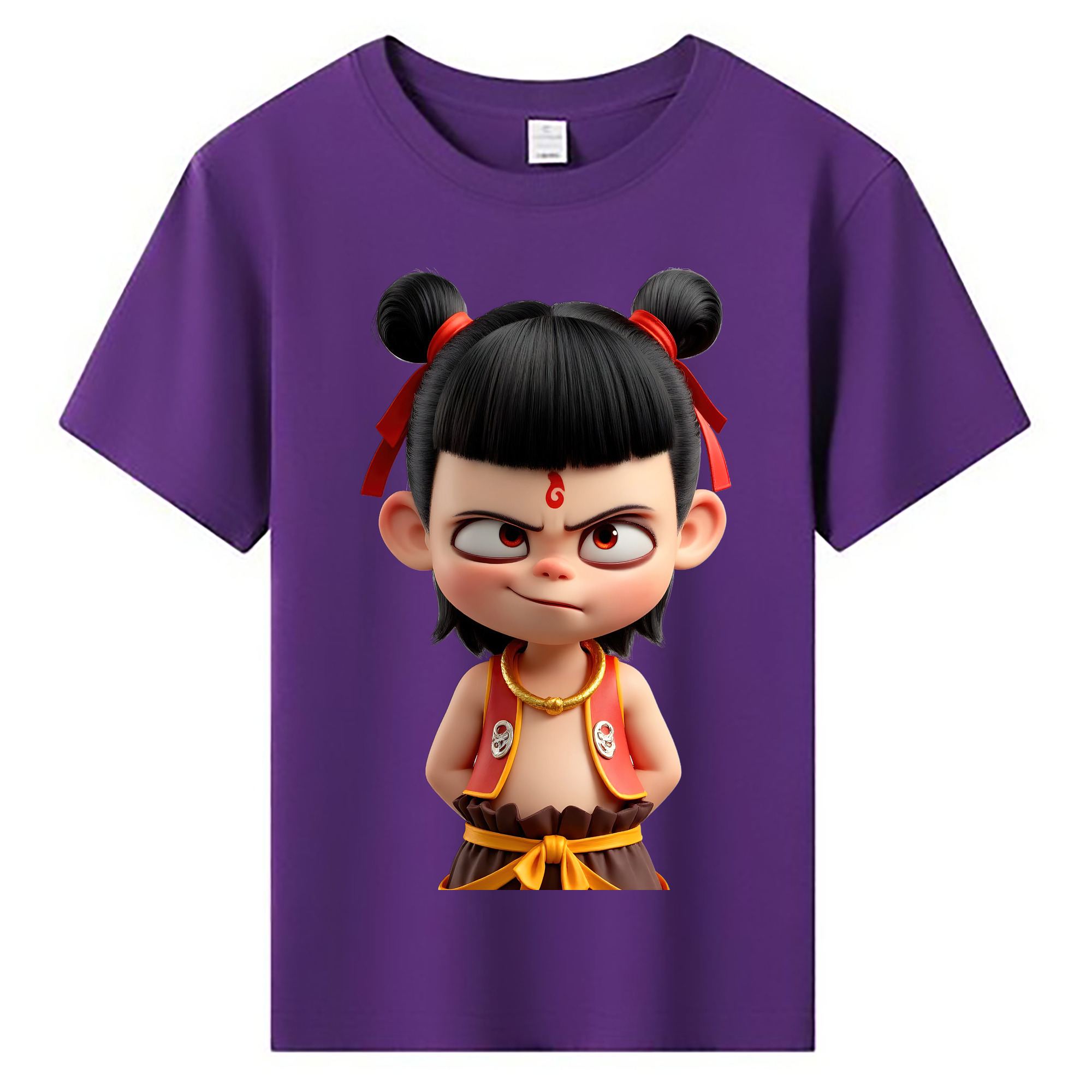 （画像用） Ne Zha 2 ナタ 魔童の大暴れ 綿100％キッズTシャツ（フロントプリント）