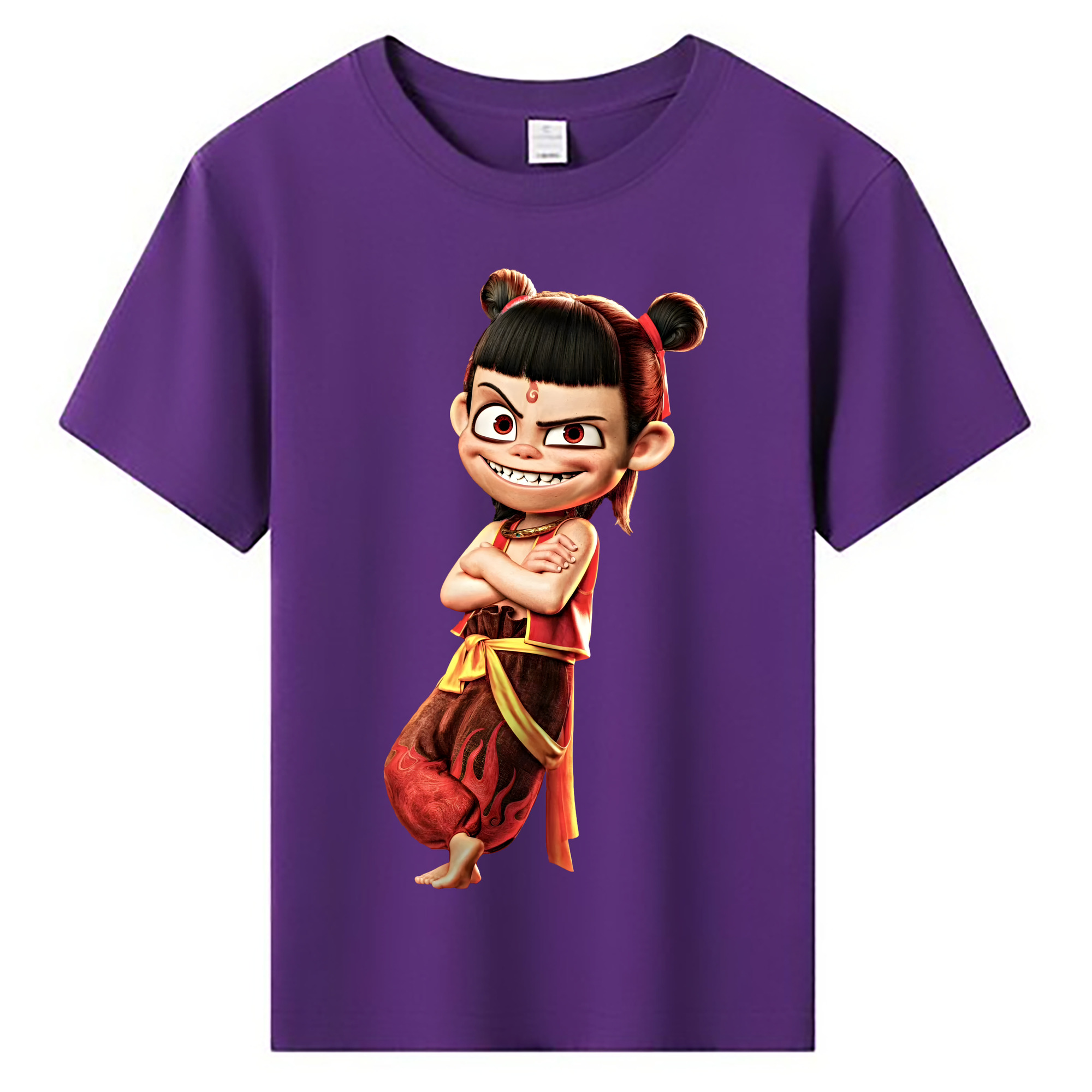 （画像用） Ne Zha 2 ナタ 魔童の大暴れ 綿100％キッズTシャツ（フロントプリント）