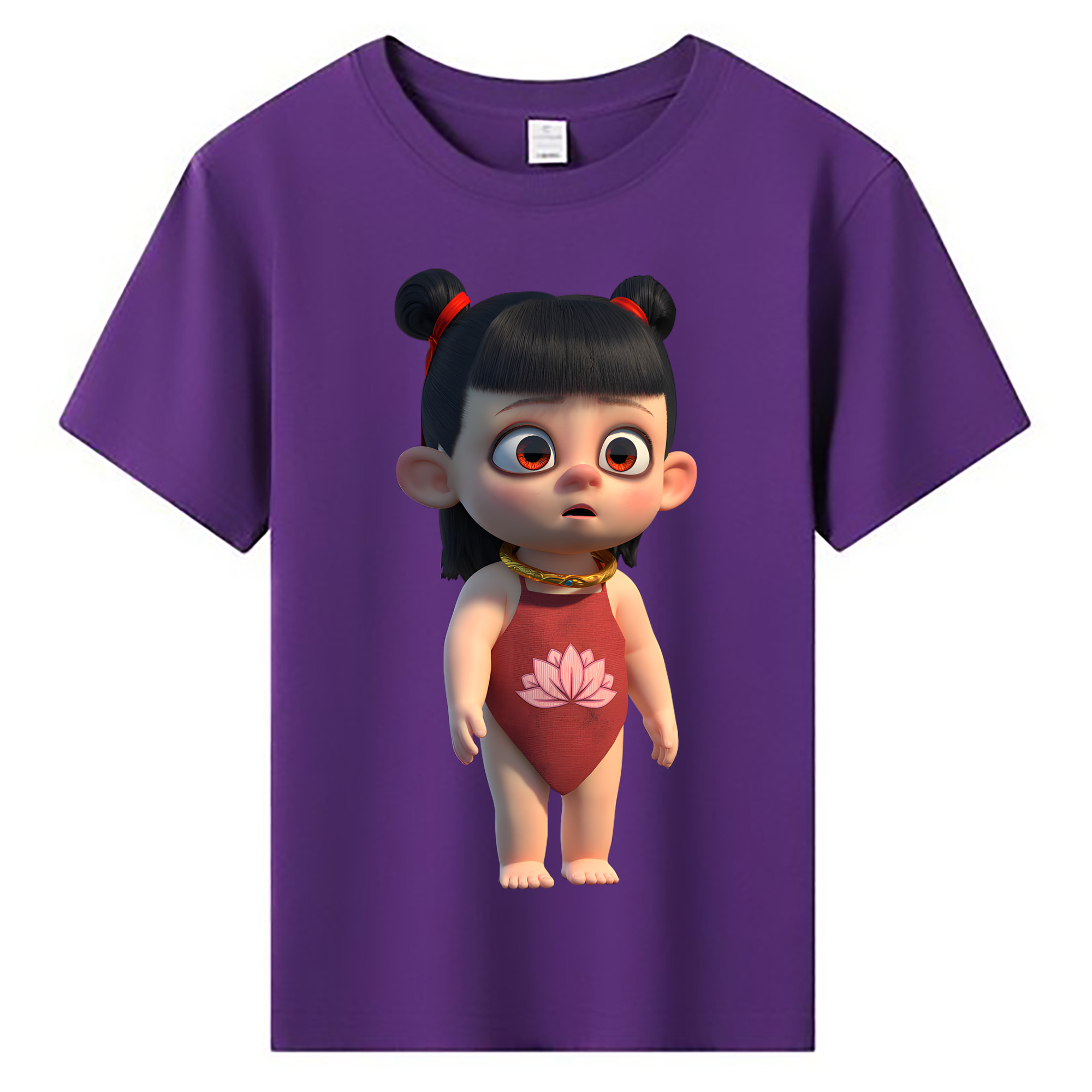 （画像用） Ne Zha 2 ナタ 魔童の大暴れ 綿100％キッズTシャツ（フロントプリント）