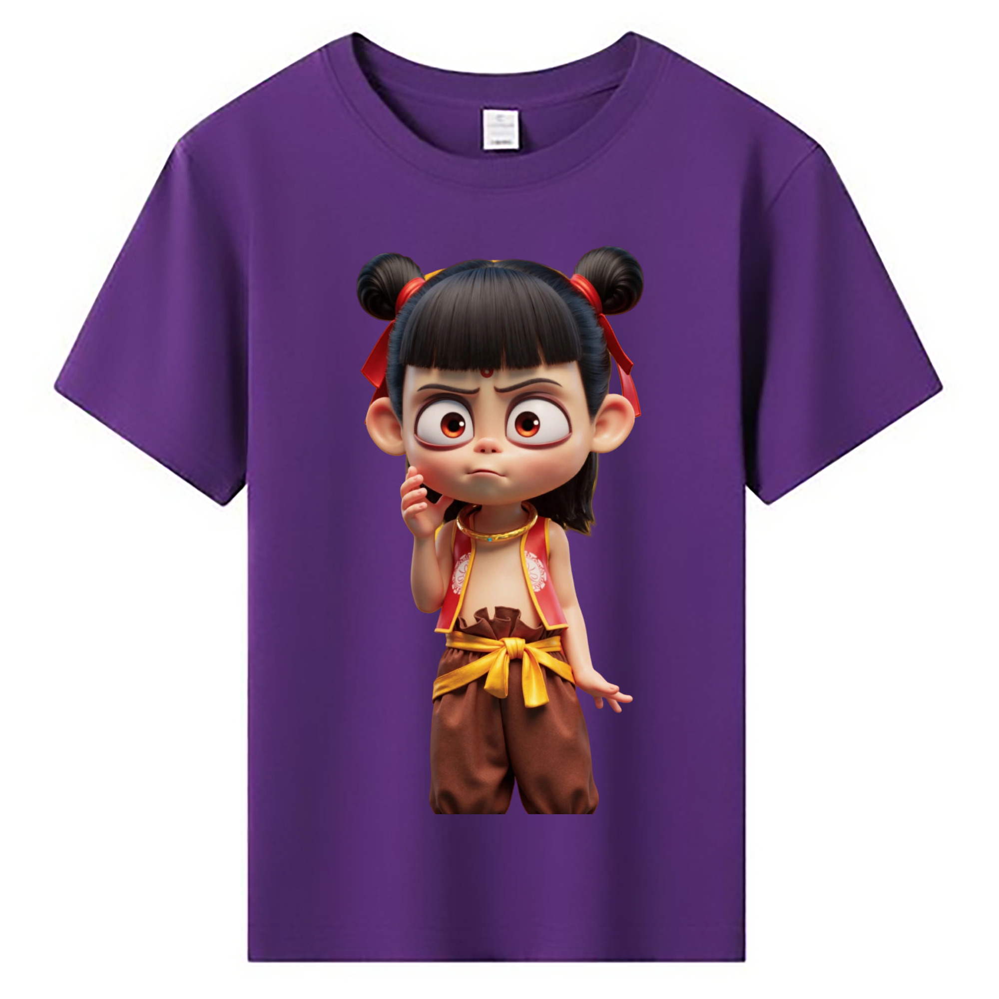 （画像用） Ne Zha 2 ナタ 魔童の大暴れ 綿100％キッズTシャツ（フロントプリント）