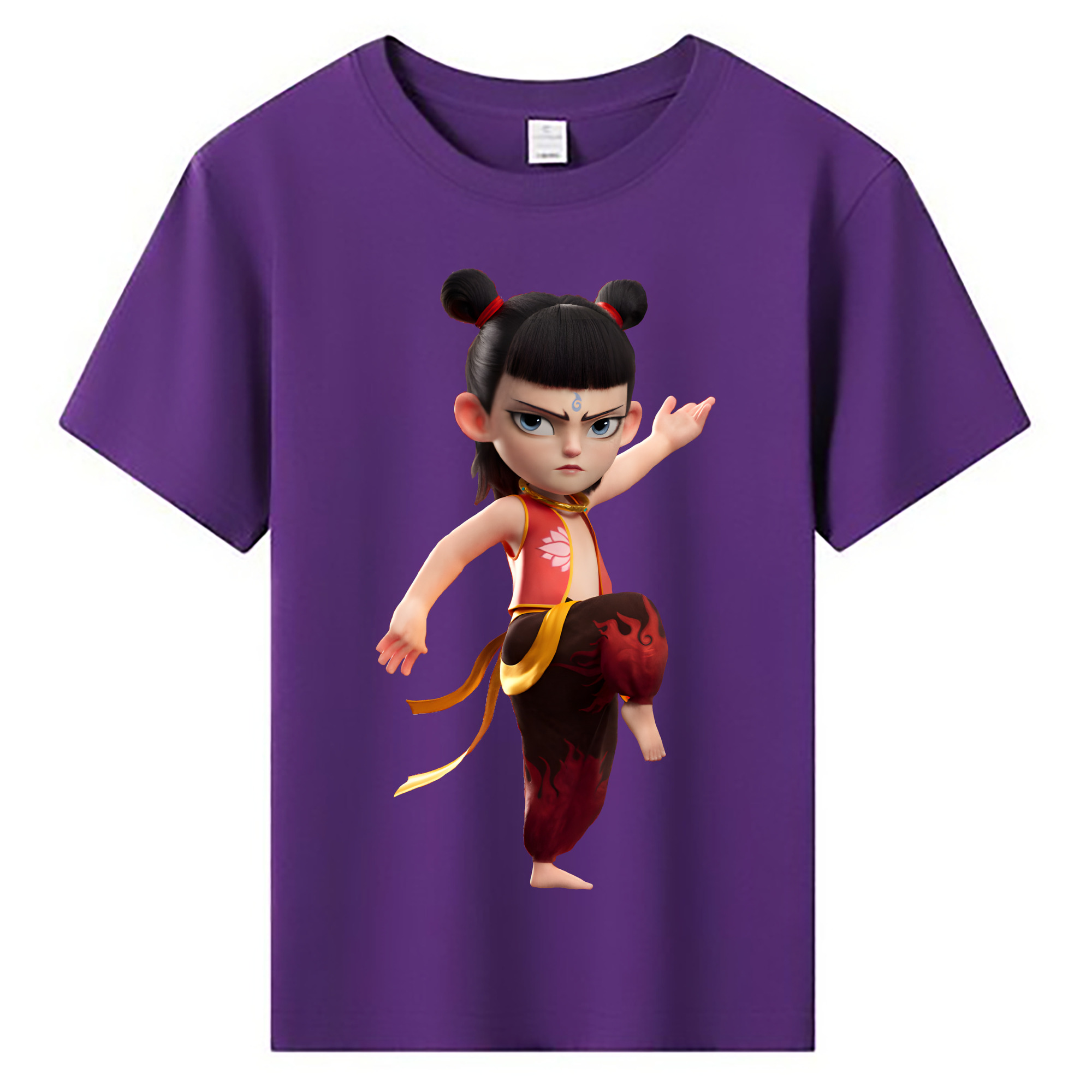 （画像用） Ne Zha 2 ナタ 魔童の大暴れ 綿100％キッズTシャツ（フロントプリント）