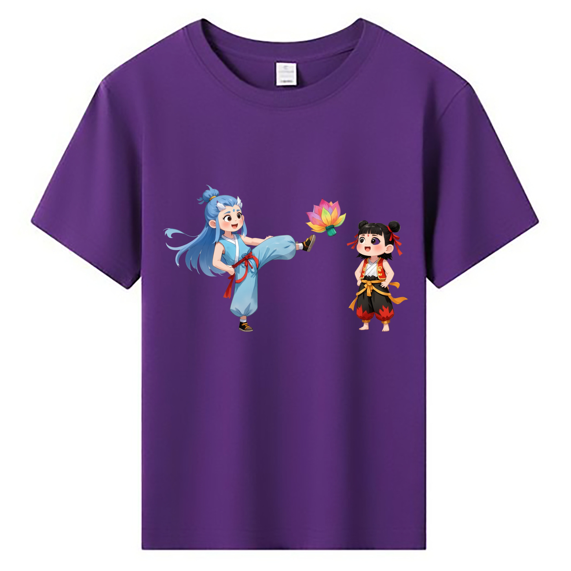 （画像用） Ne Zha 2 ナタ 魔童の大暴れ 綿100％キッズTシャツ（フロントプリント）
