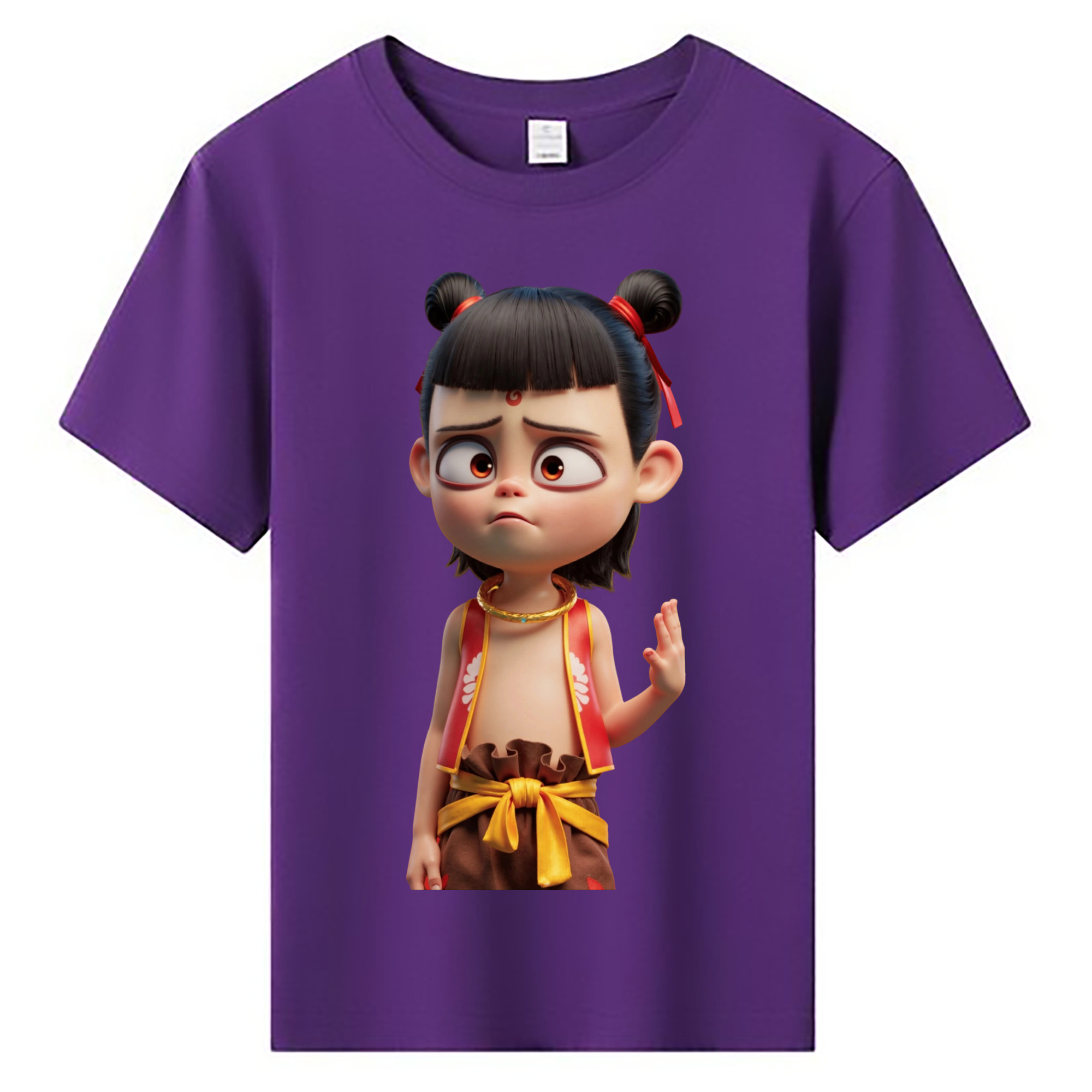 （画像用） Ne Zha 2 ナタ 魔童の大暴れ 綿100％キッズTシャツ（フロントプリント）