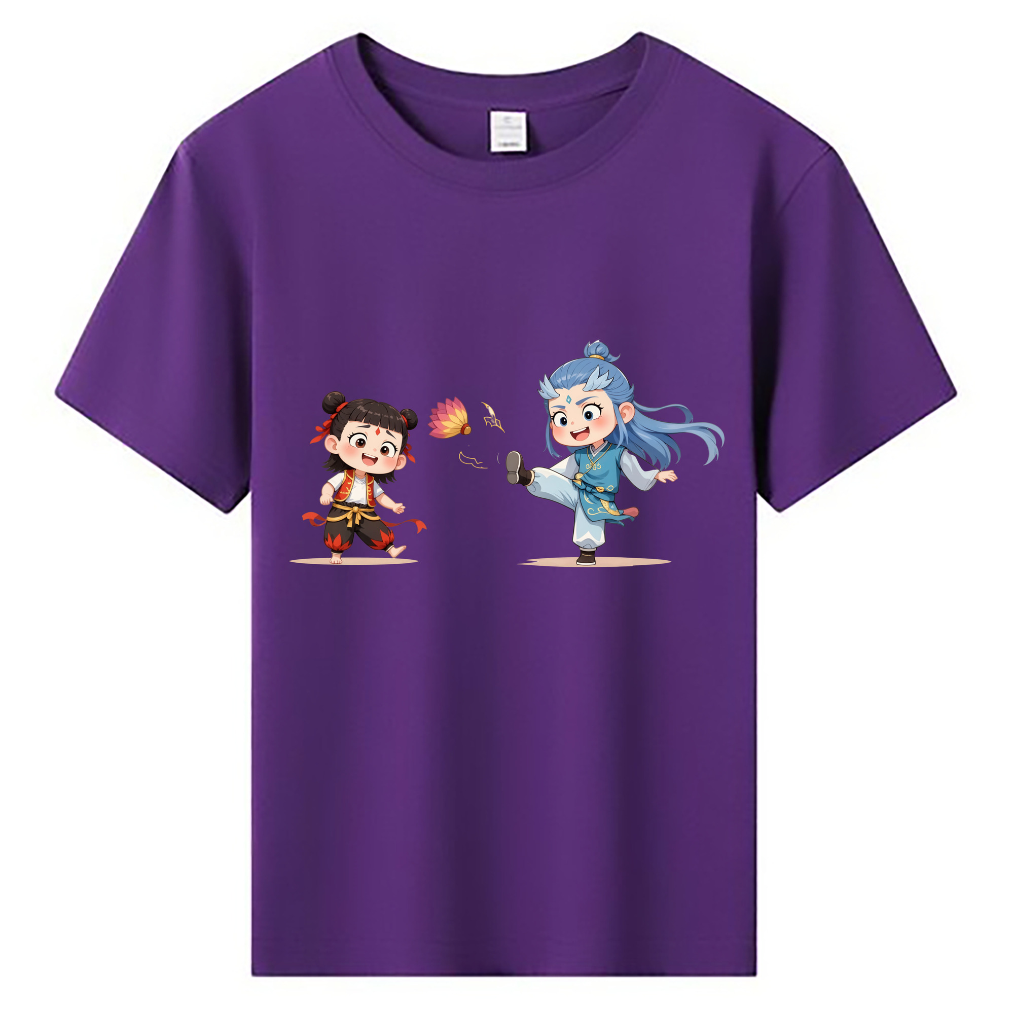 （画像用） Ne Zha 2 ナタ 魔童の大暴れ 綿100％キッズTシャツ（フロントプリント）