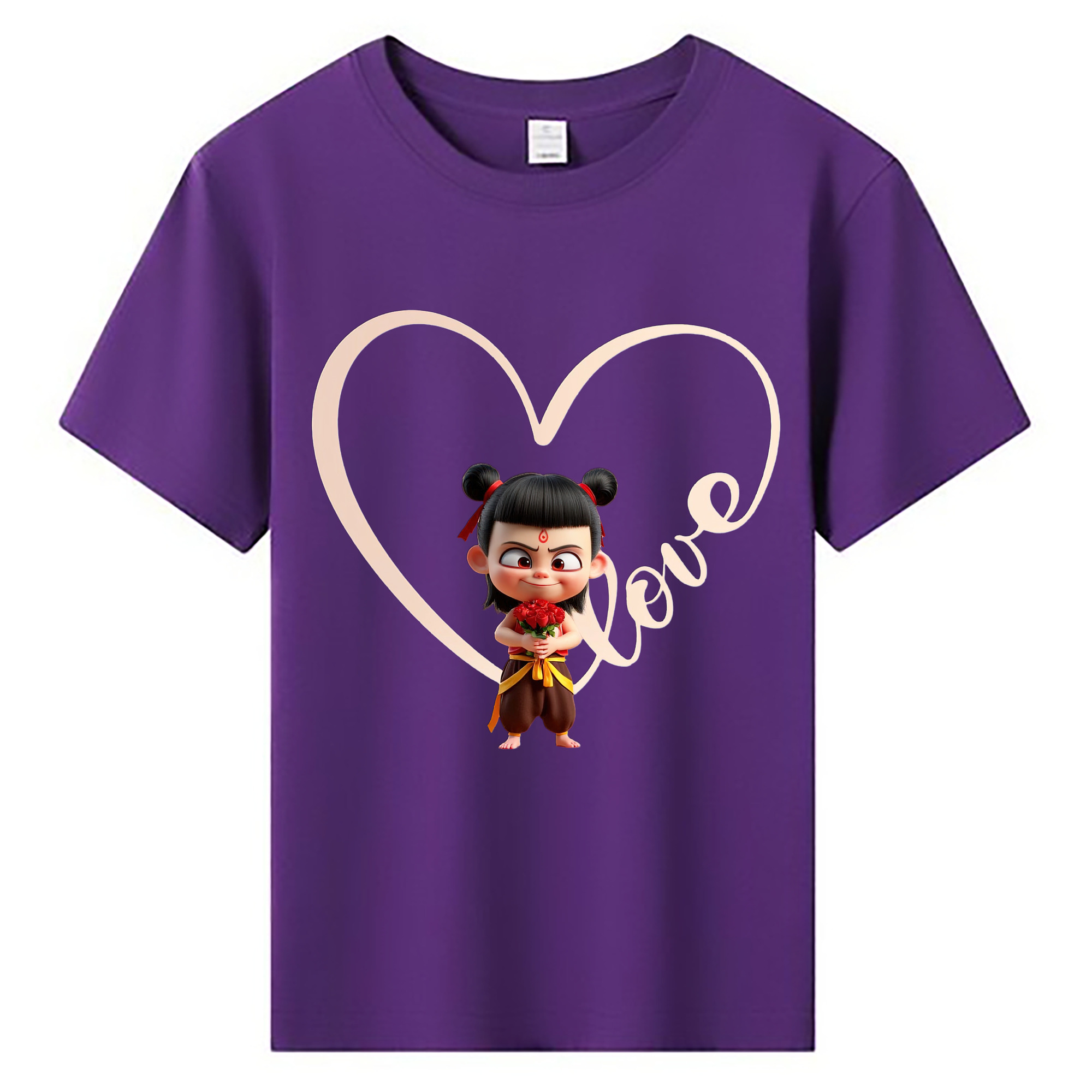 （画像用） Ne Zha 2 ナタ 魔童の大暴れ 綿100％キッズTシャツ（フロントプリント）