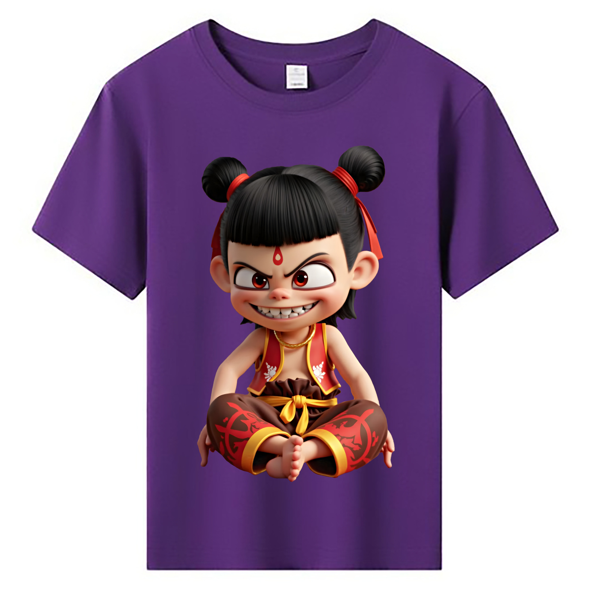 （画像用） Ne Zha 2 ナタ 魔童の大暴れ 綿100％キッズTシャツ（フロントプリント）