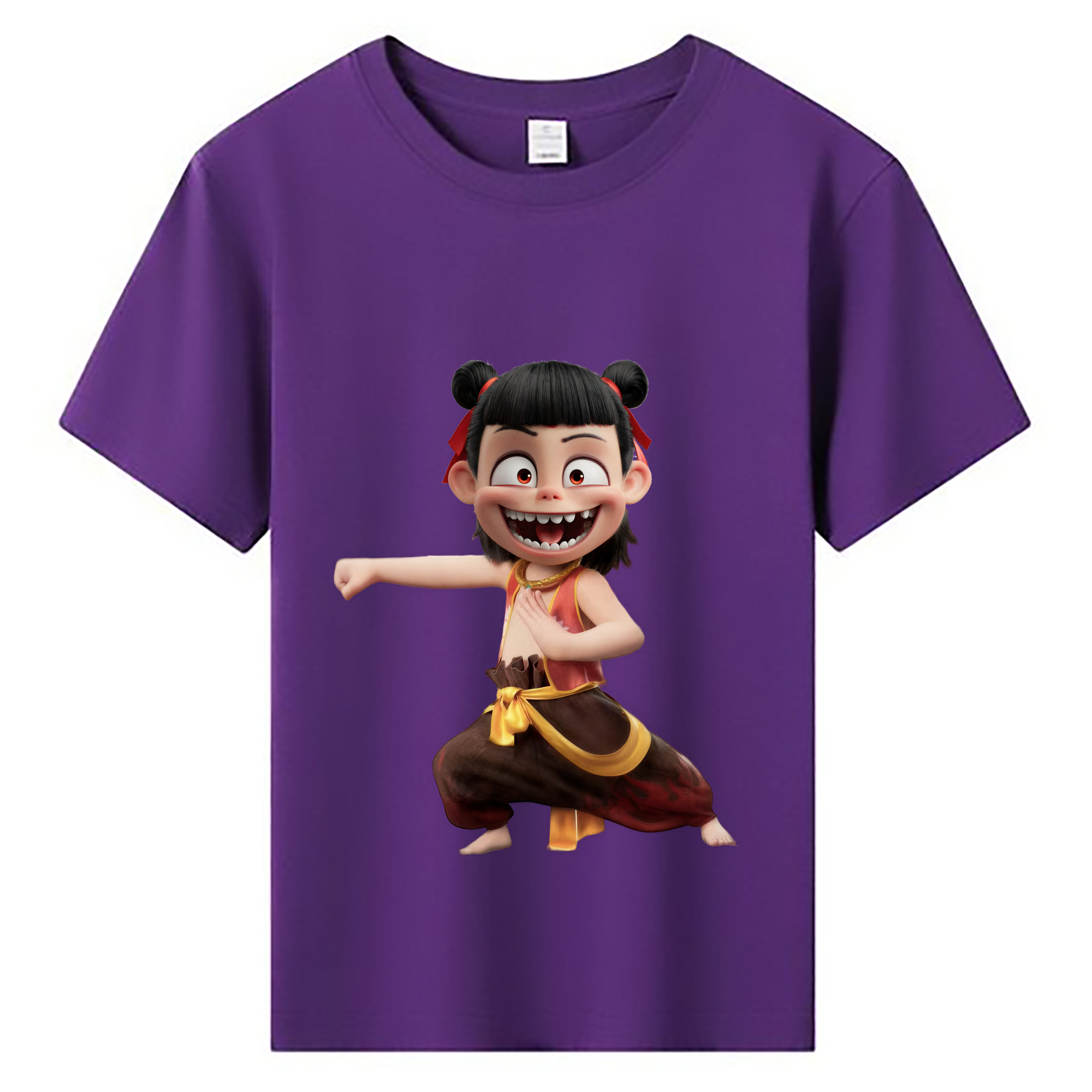 （画像用） Ne Zha 2 ナタ 魔童の大暴れ 綿100％キッズTシャツ（フロントプリント）