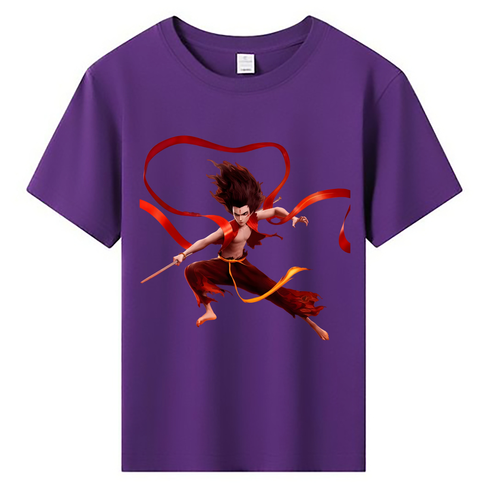 （画像用） Ne Zha 2 ナタ 魔童の大暴れ 綿100％キッズTシャツ（フロントプリント）
