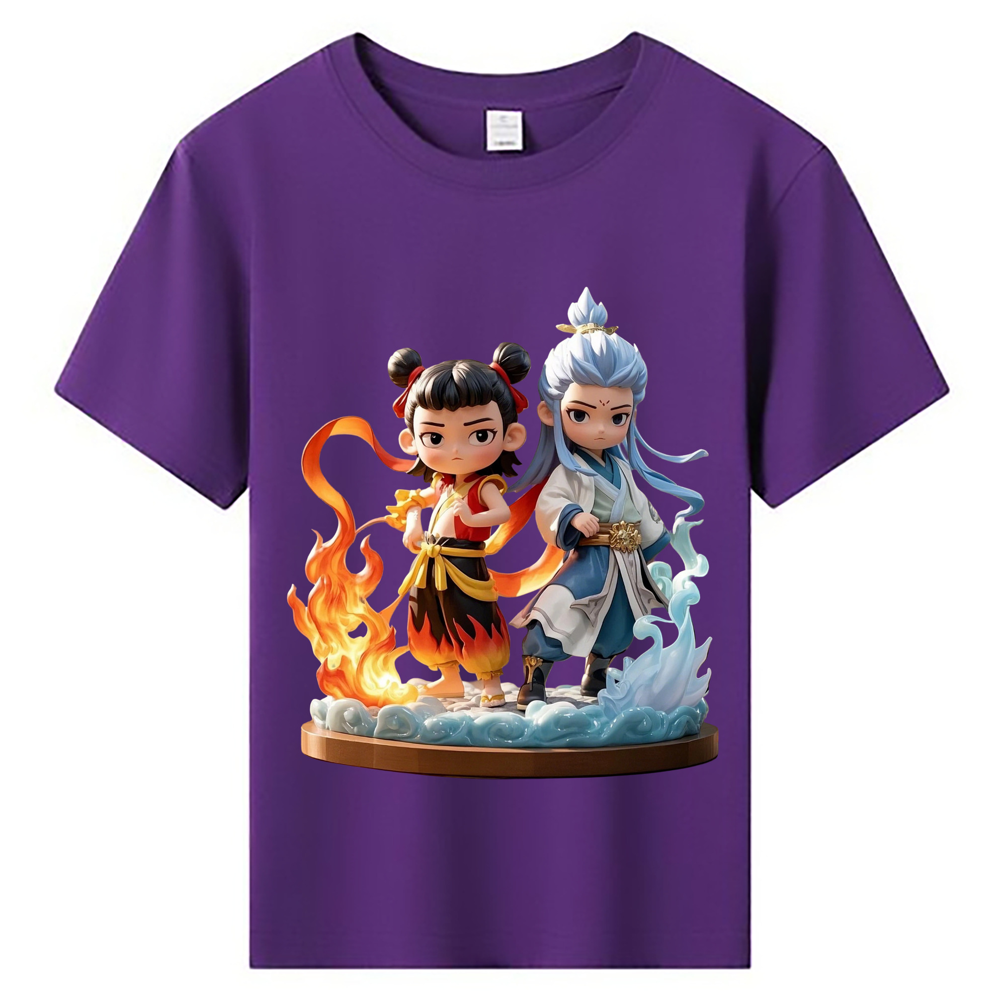 （画像用） Ne Zha 2 ナタ 魔童の大暴れ 綿100％キッズTシャツ（フロントプリント）