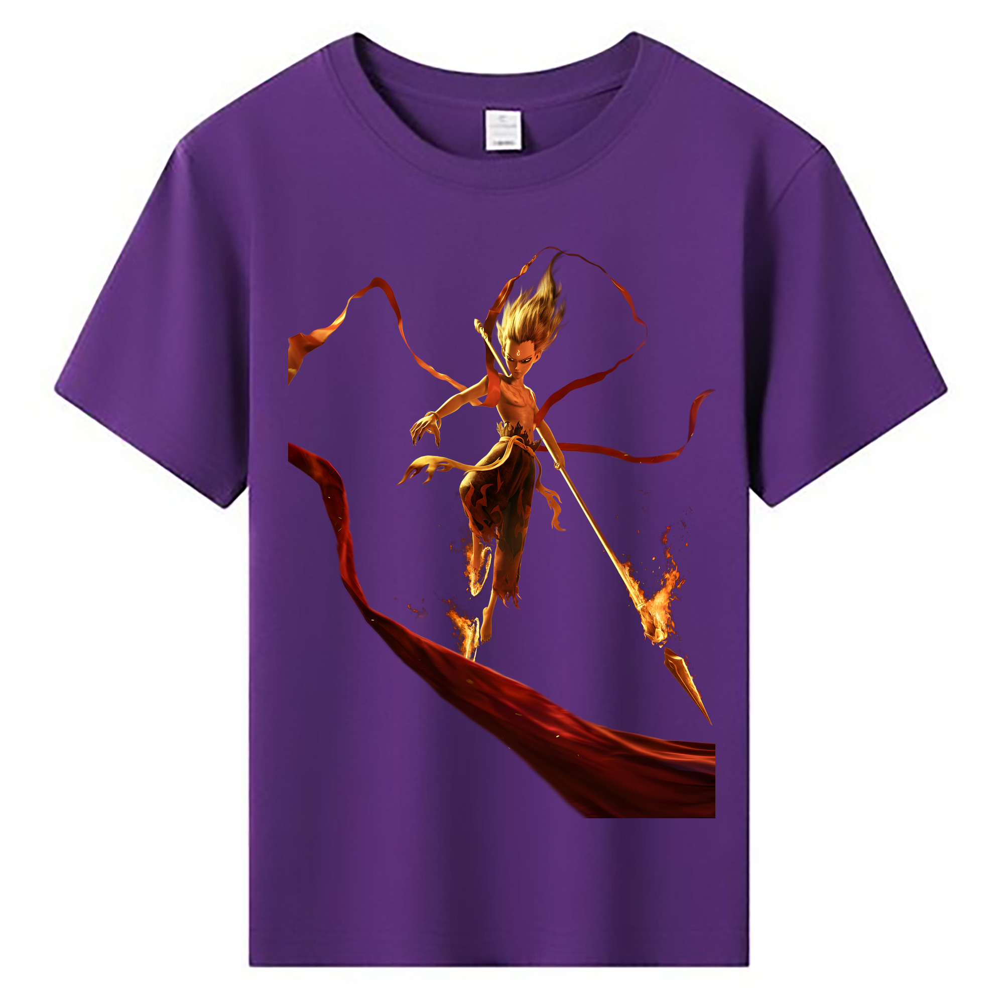 （画像用） Ne Zha 2 ナタ 魔童の大暴れ 綿100％キッズTシャツ（フロントプリント）