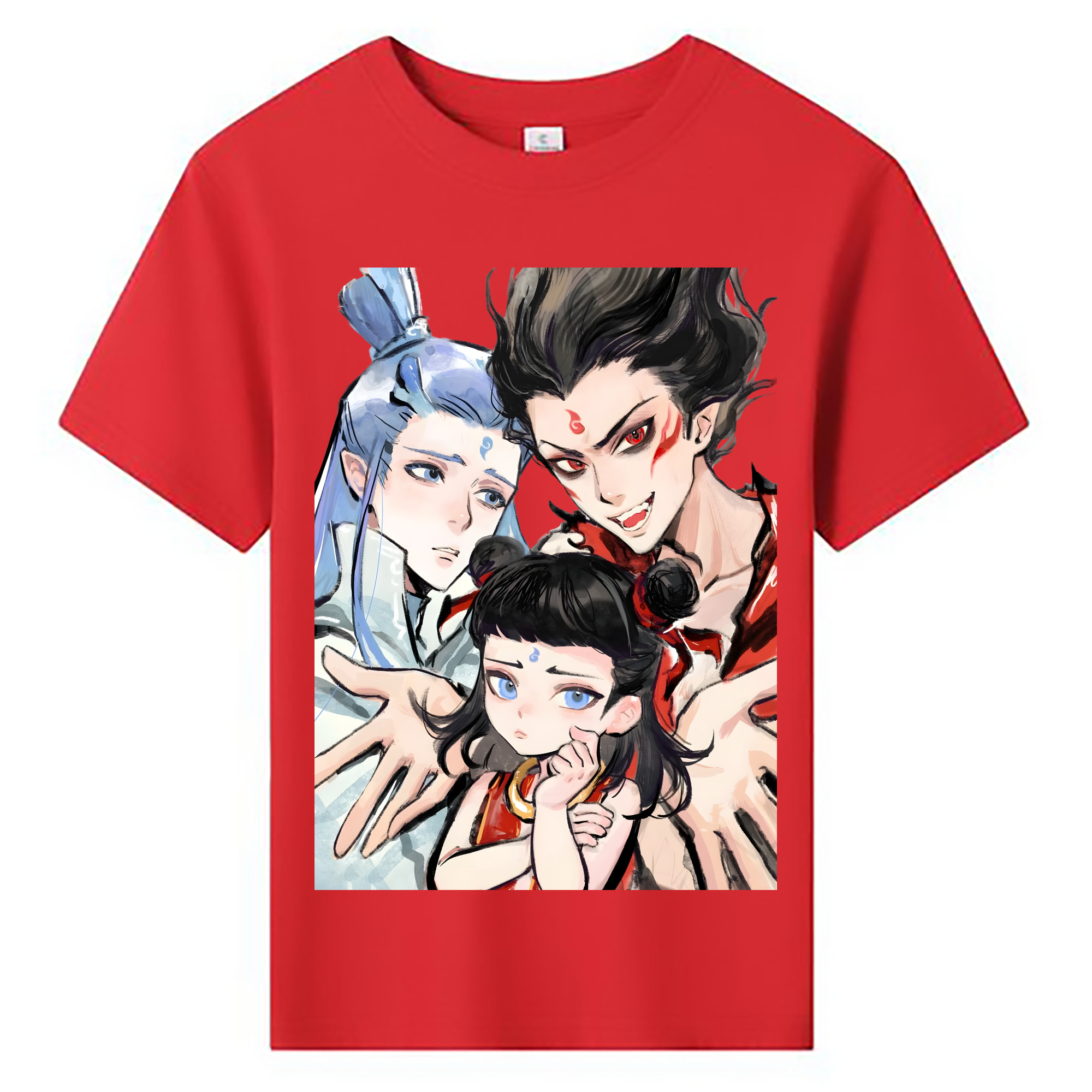 （画像用） Ne Zha 2 ナタ 魔童の大暴れ 綿100％キッズTシャツ（フロントプリント）