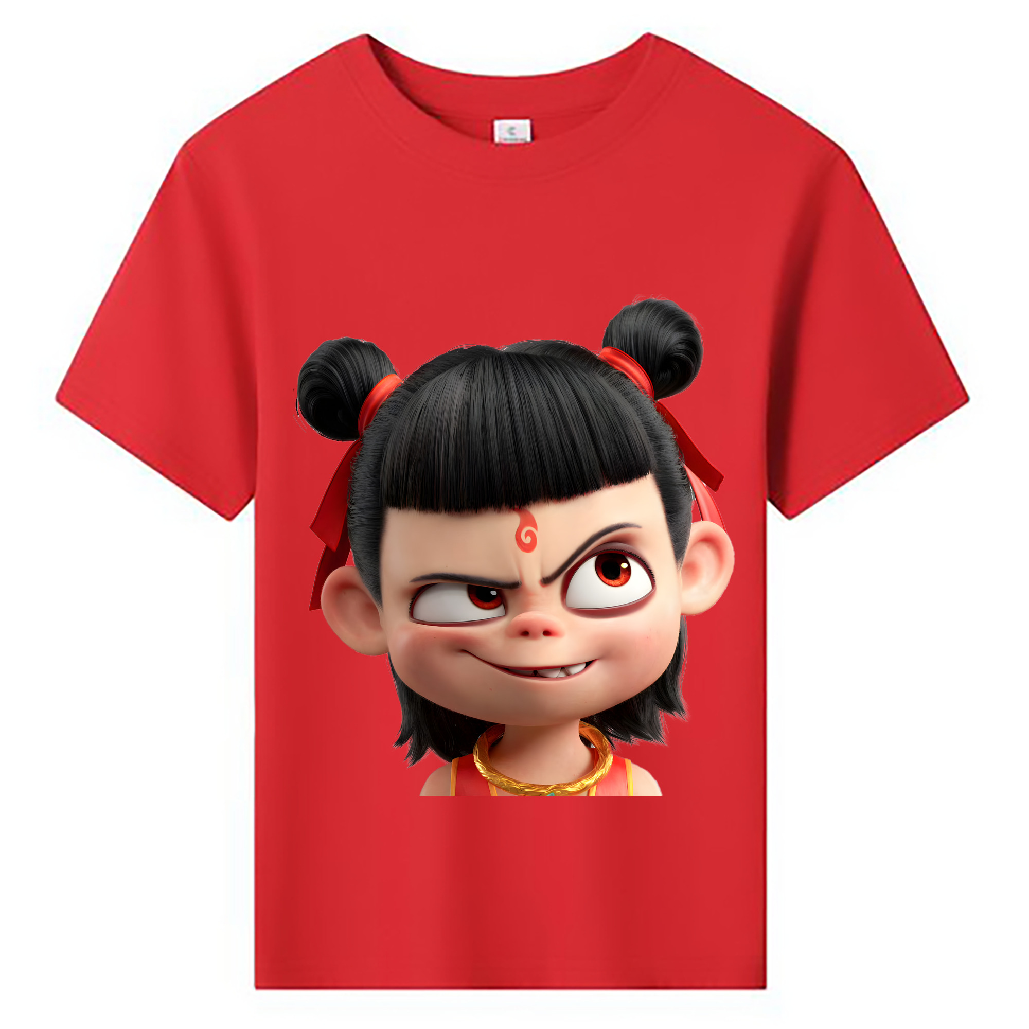 （画像用） Ne Zha 2 ナタ 魔童の大暴れ 綿100％キッズTシャツ（フロントプリント）