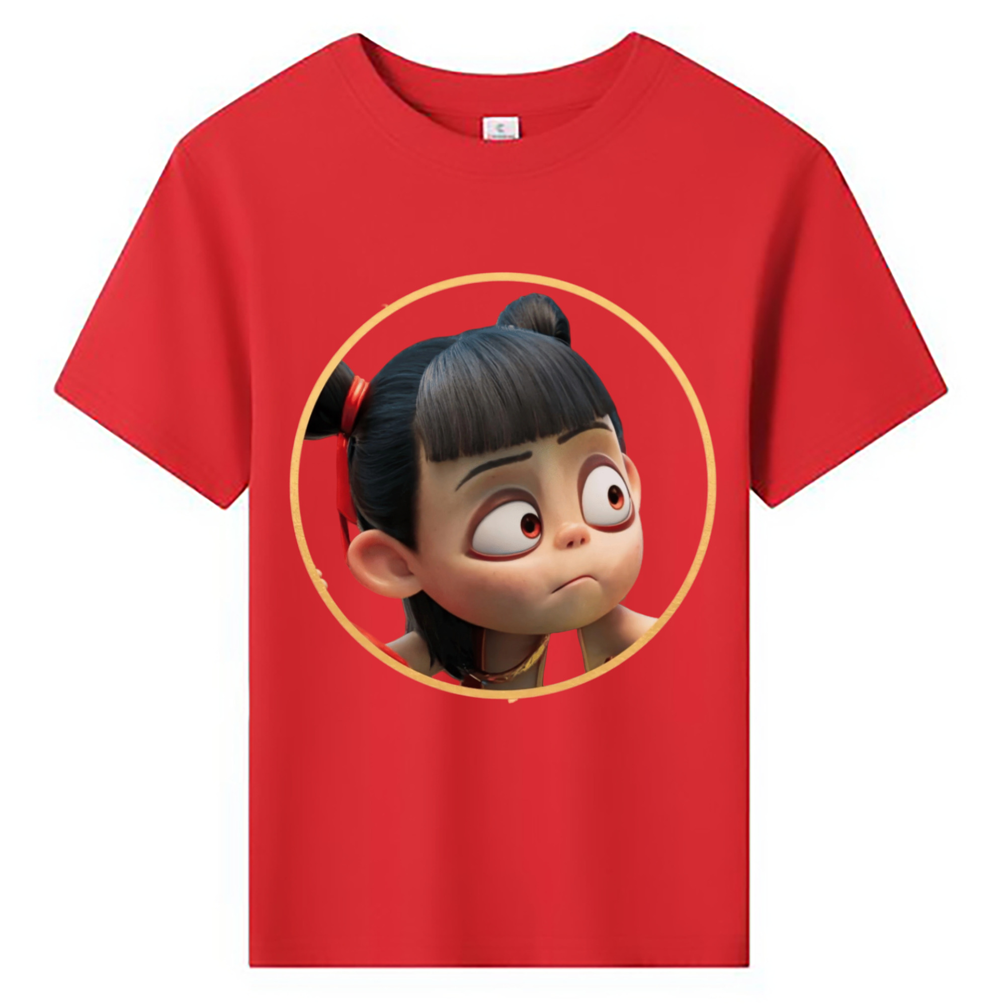 （画像用） Ne Zha 2 ナタ 魔童の大暴れ 綿100％キッズTシャツ（フロントプリント）