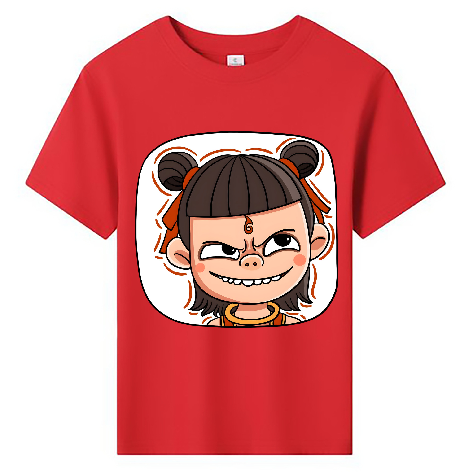 （画像用） Ne Zha 2 ナタ 魔童の大暴れ 綿100％キッズTシャツ（フロントプリント）