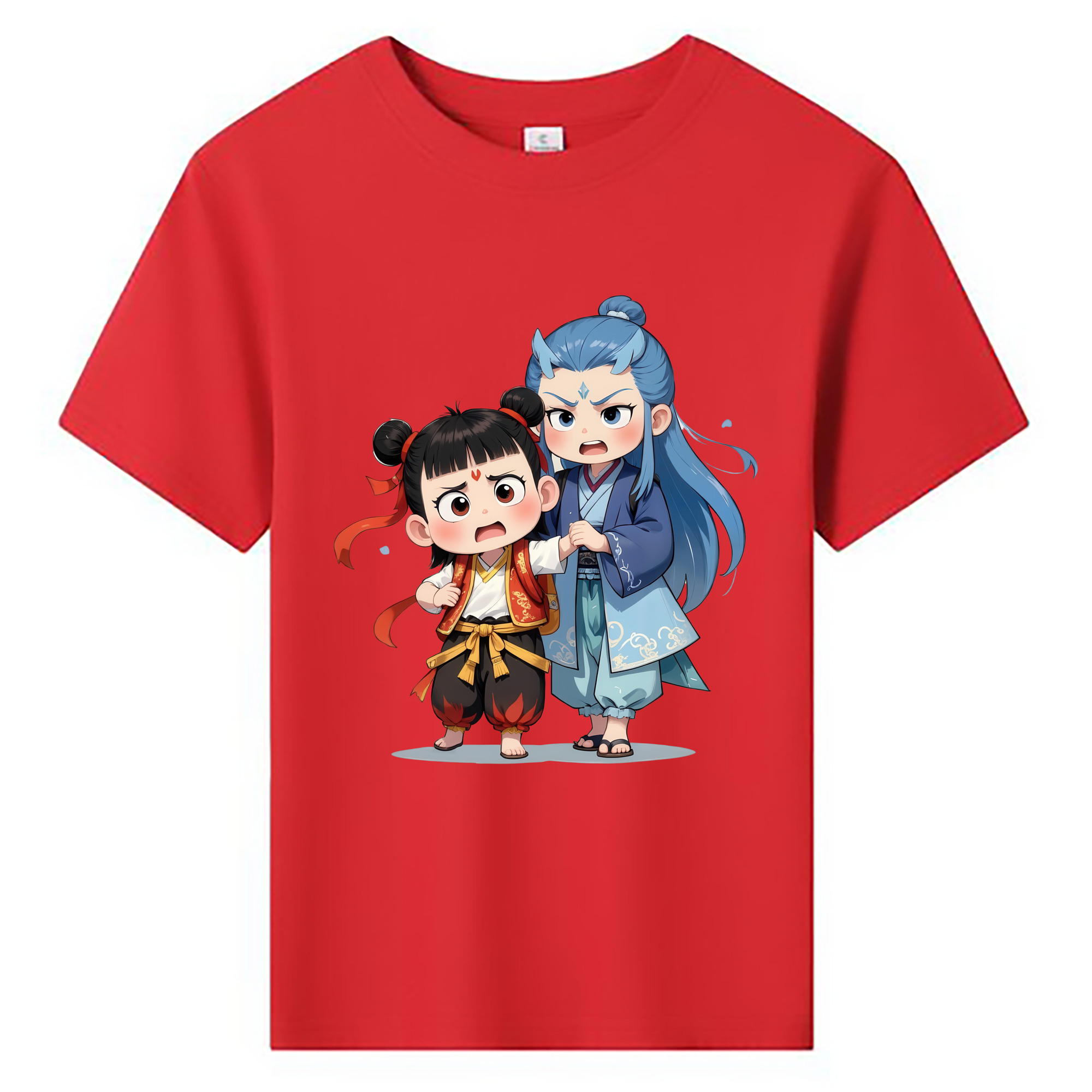 （画像用） Ne Zha 2 ナタ 魔童の大暴れ 綿100％キッズTシャツ（フロントプリント）