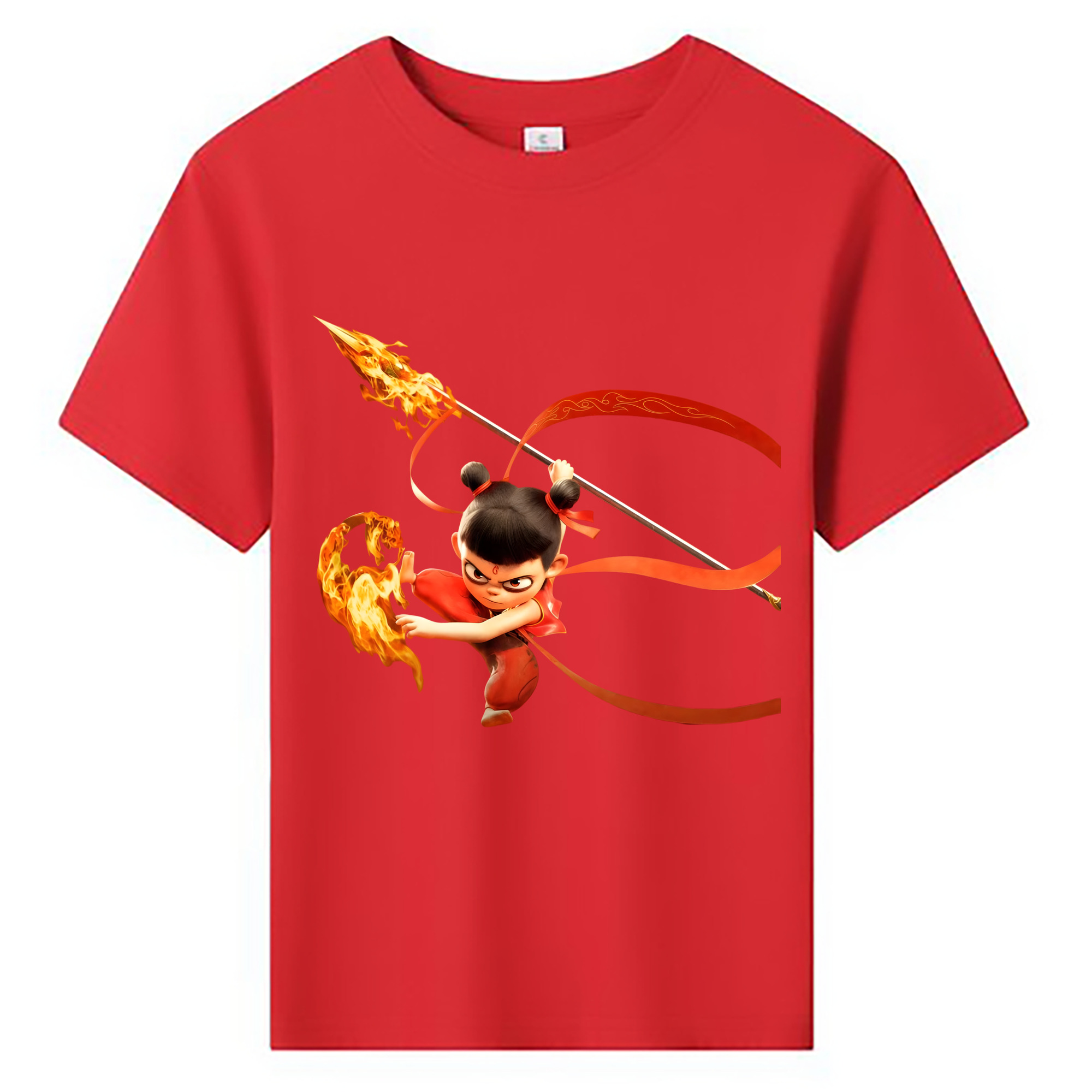 （画像用） Ne Zha 2 ナタ 魔童の大暴れ 綿100％キッズTシャツ（フロントプリント）