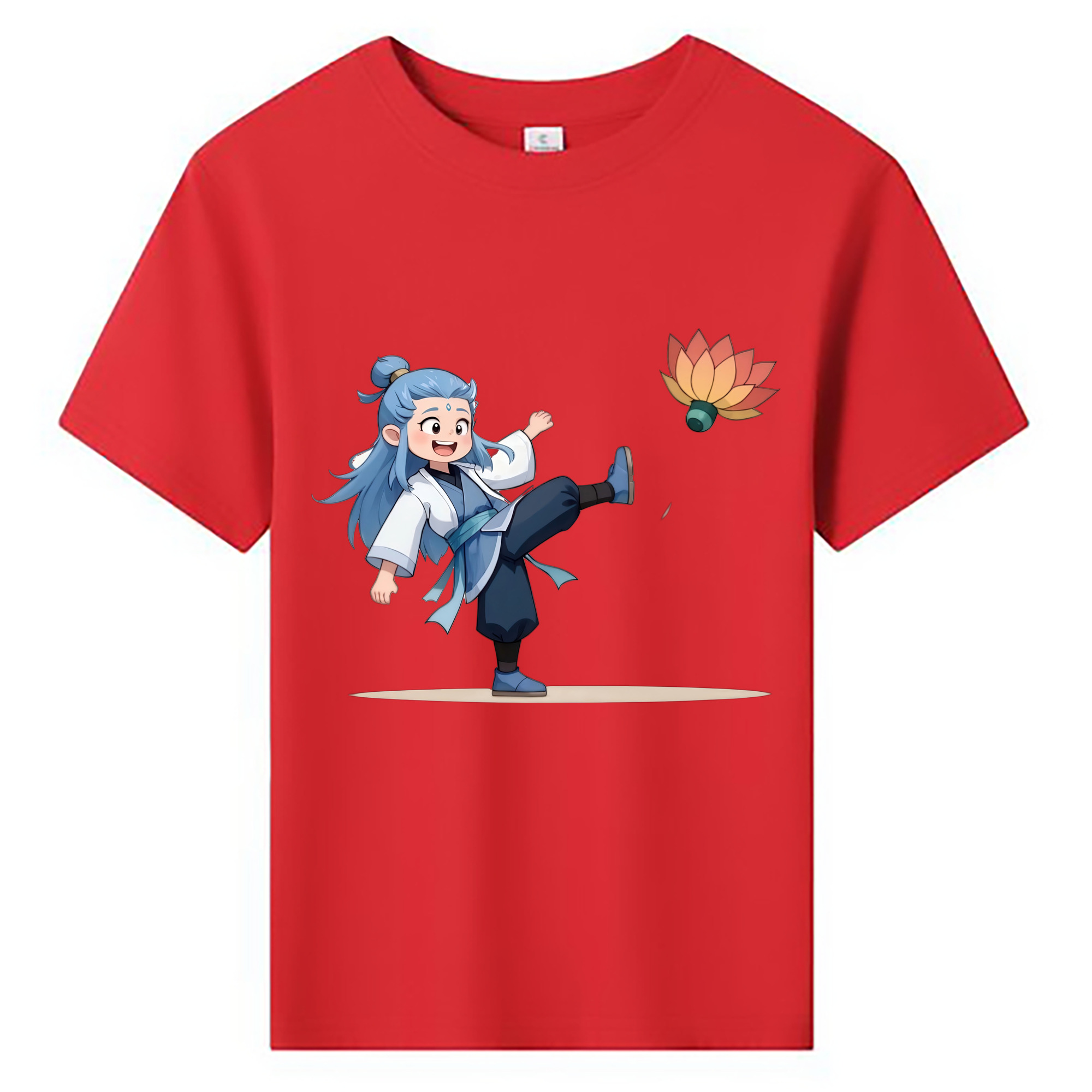 （画像用） Ne Zha 2 ナタ 魔童の大暴れ 綿100％キッズTシャツ（フロントプリント）