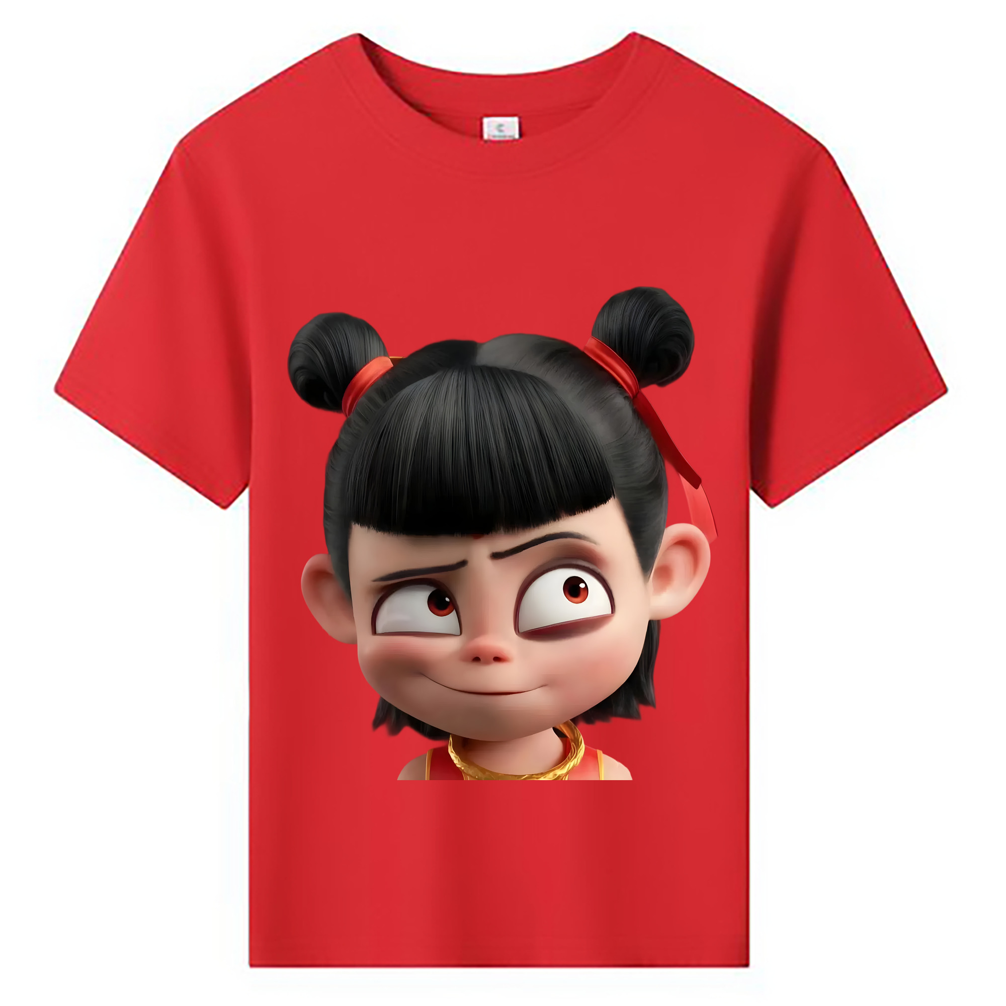 （画像用） Ne Zha 2 ナタ 魔童の大暴れ 綿100％キッズTシャツ（フロントプリント）