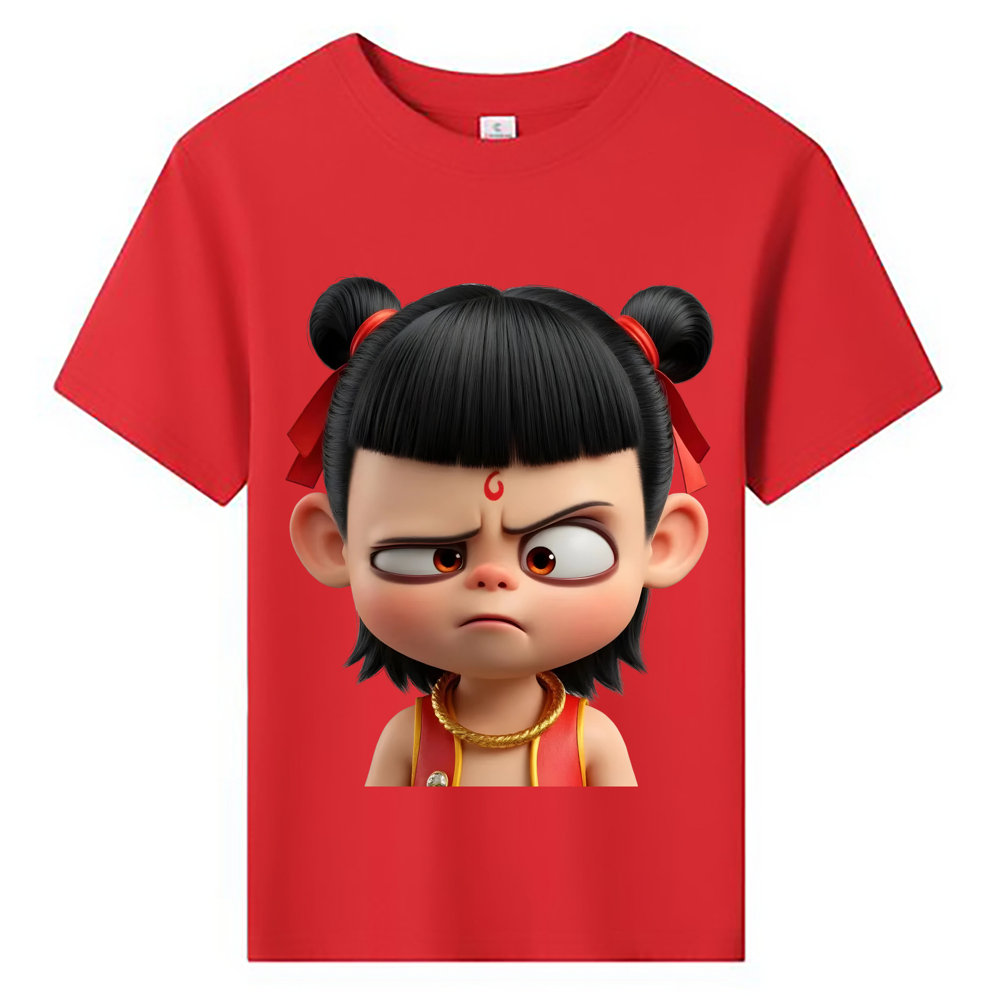 （画像用） Ne Zha 2 ナタ 魔童の大暴れ 綿100％キッズTシャツ（フロントプリント）