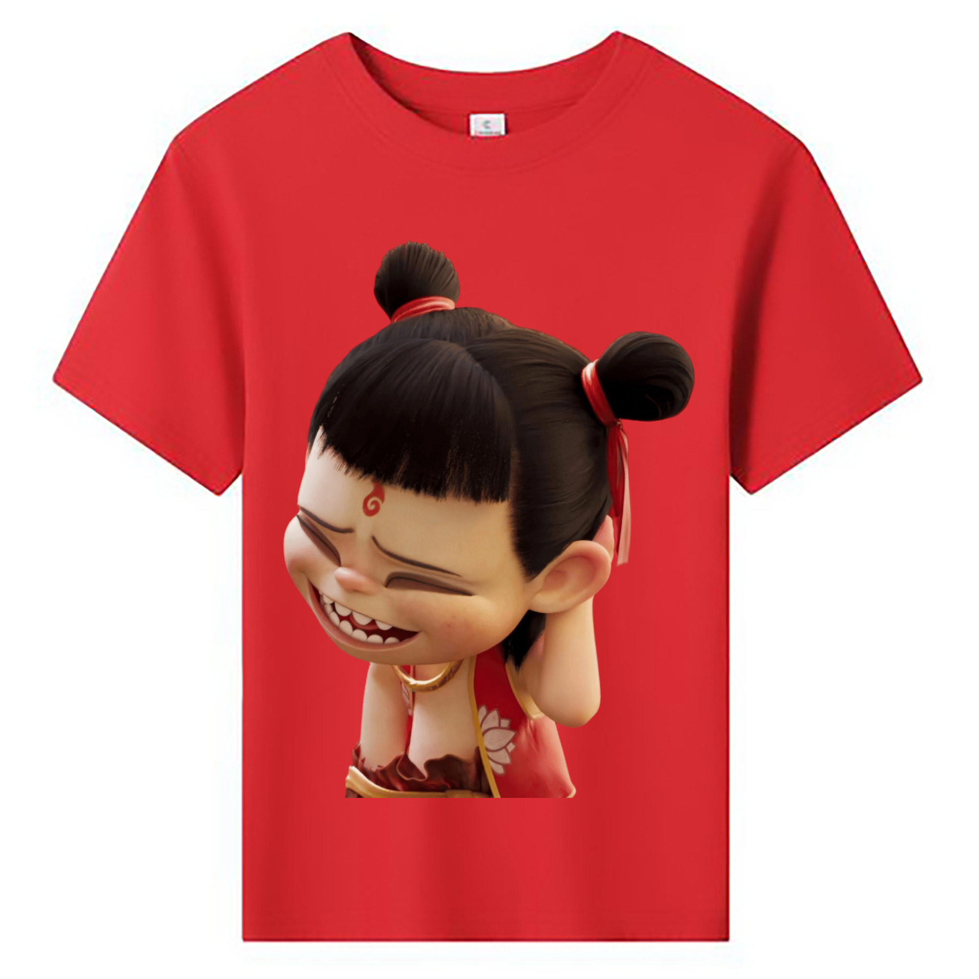 （画像用） Ne Zha 2 ナタ 魔童の大暴れ 綿100％キッズTシャツ（フロントプリント）