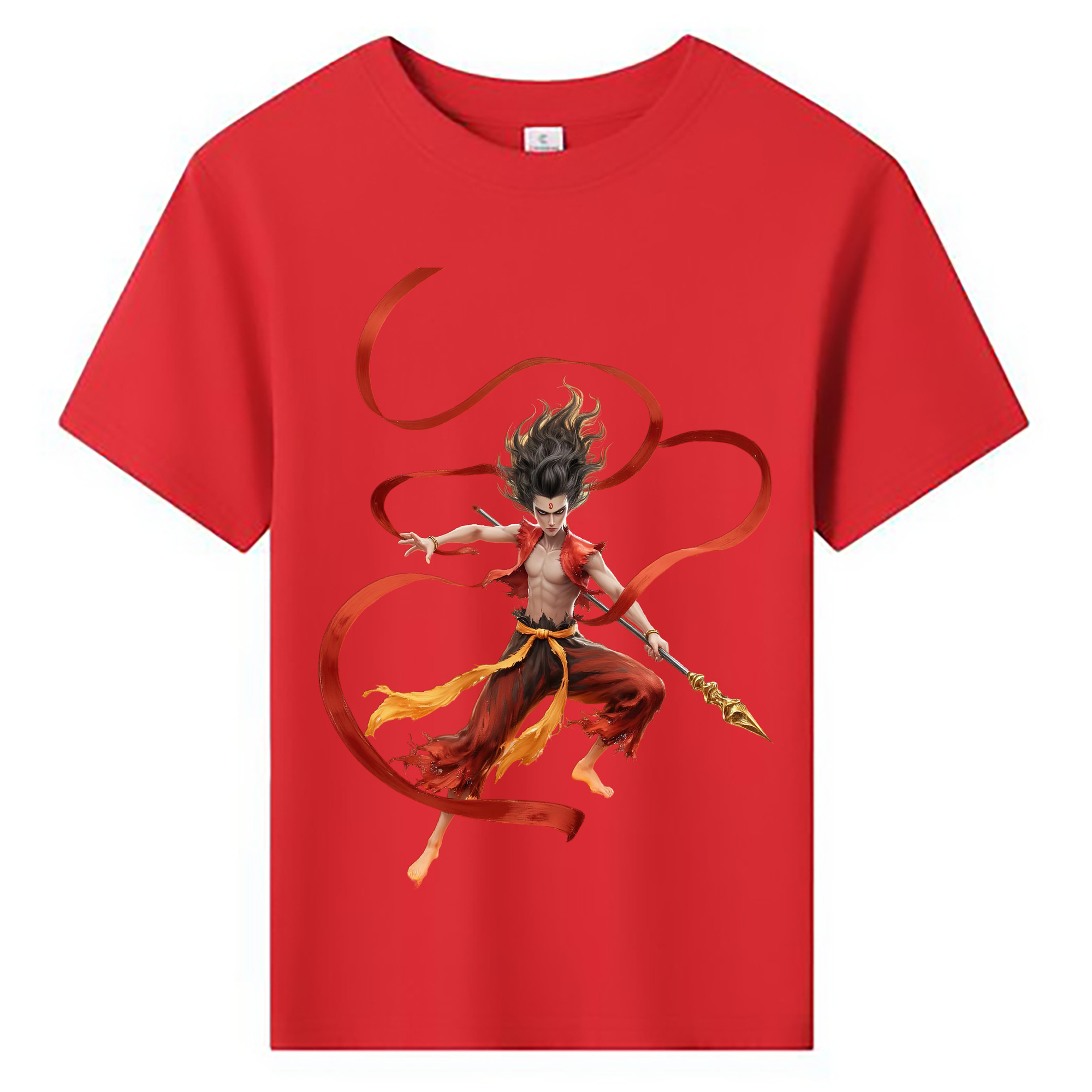 （画像用） Ne Zha 2 ナタ 魔童の大暴れ 綿100％キッズTシャツ（フロントプリント）