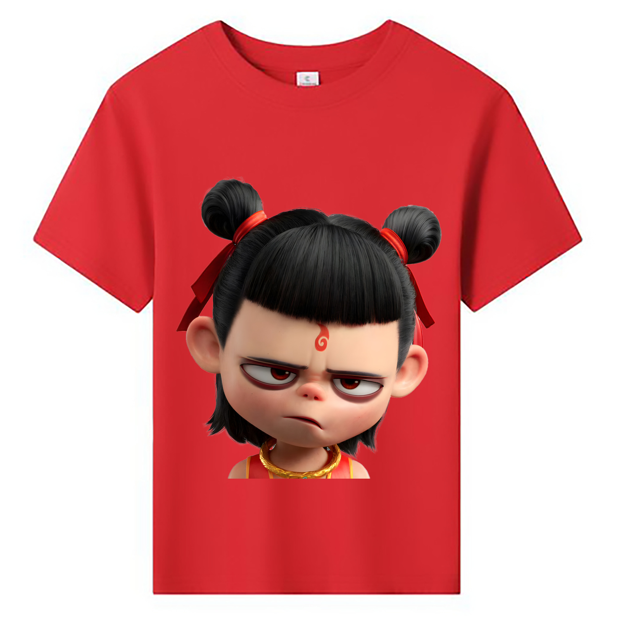（画像用） Ne Zha 2 ナタ 魔童の大暴れ 綿100％キッズTシャツ（フロントプリント）