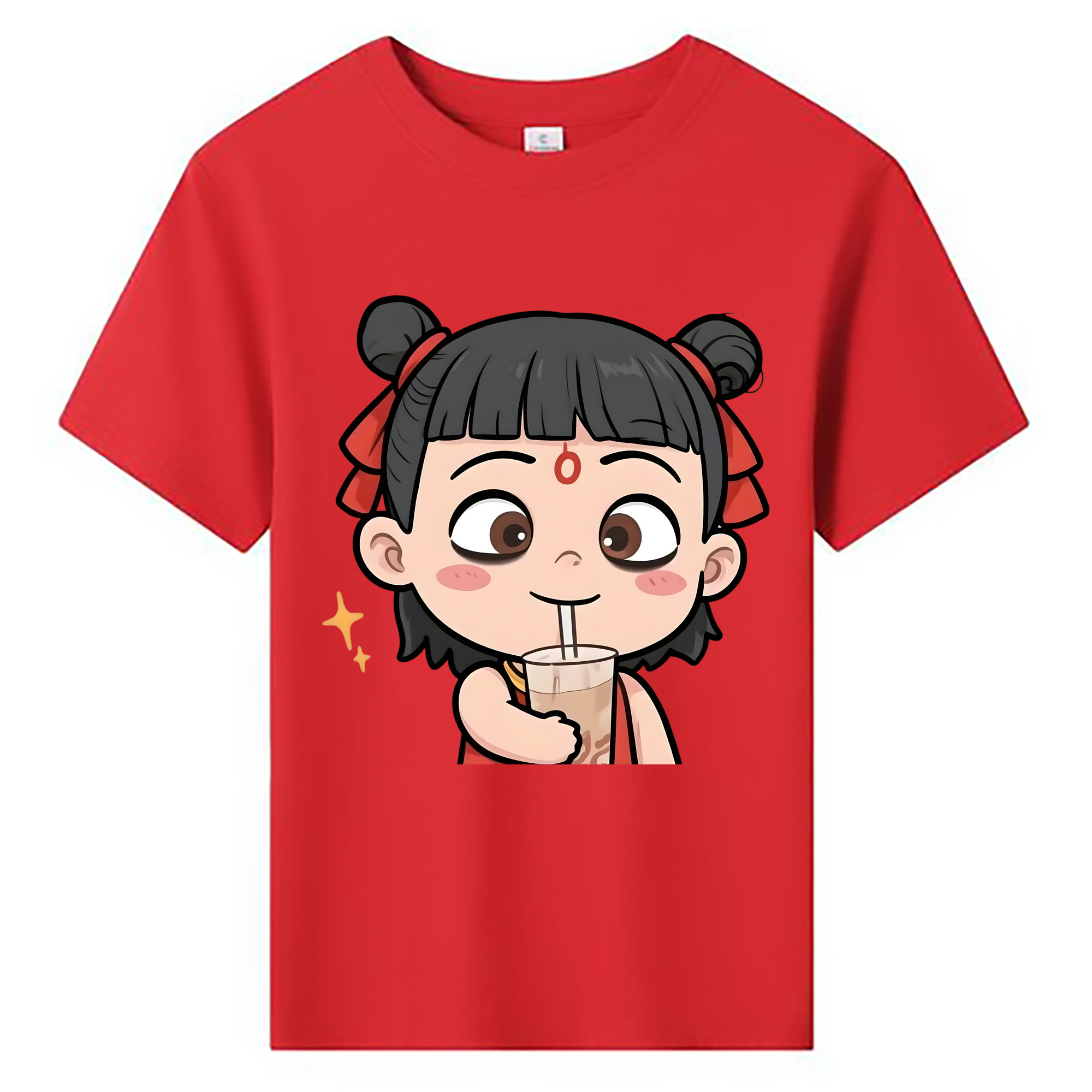 （画像用） Ne Zha 2 ナタ 魔童の大暴れ 綿100％キッズTシャツ（フロントプリント）