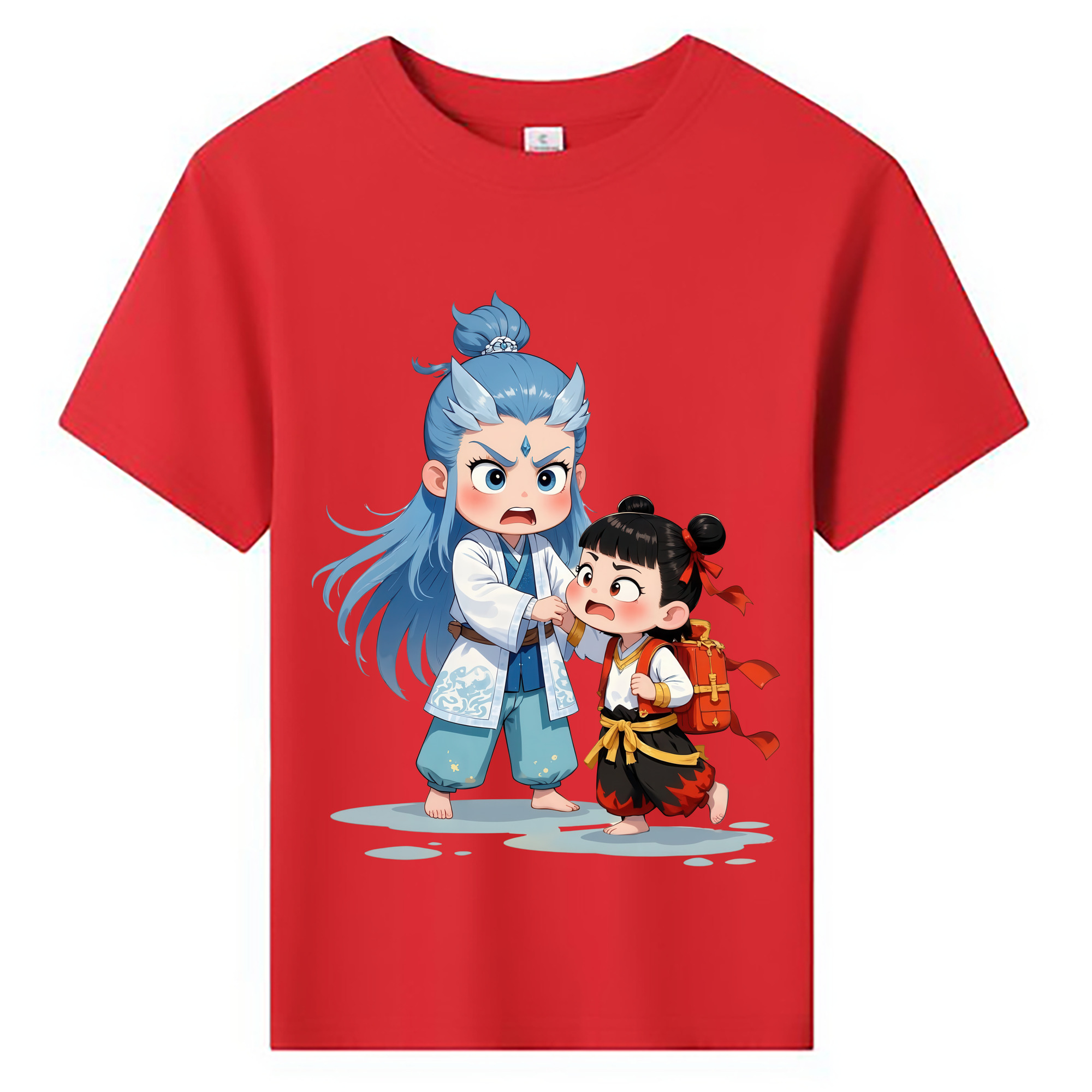（画像用） Ne Zha 2 ナタ 魔童の大暴れ 綿100％キッズTシャツ（フロントプリント）