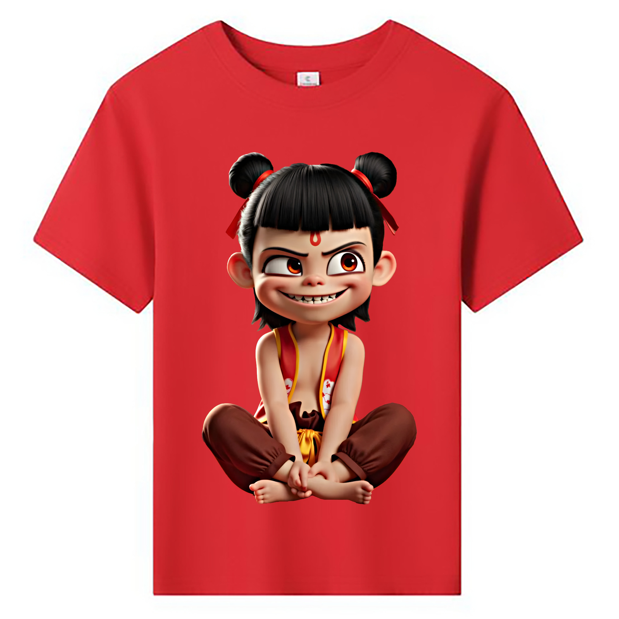 （画像用） Ne Zha 2 ナタ 魔童の大暴れ 綿100％キッズTシャツ（フロントプリント）