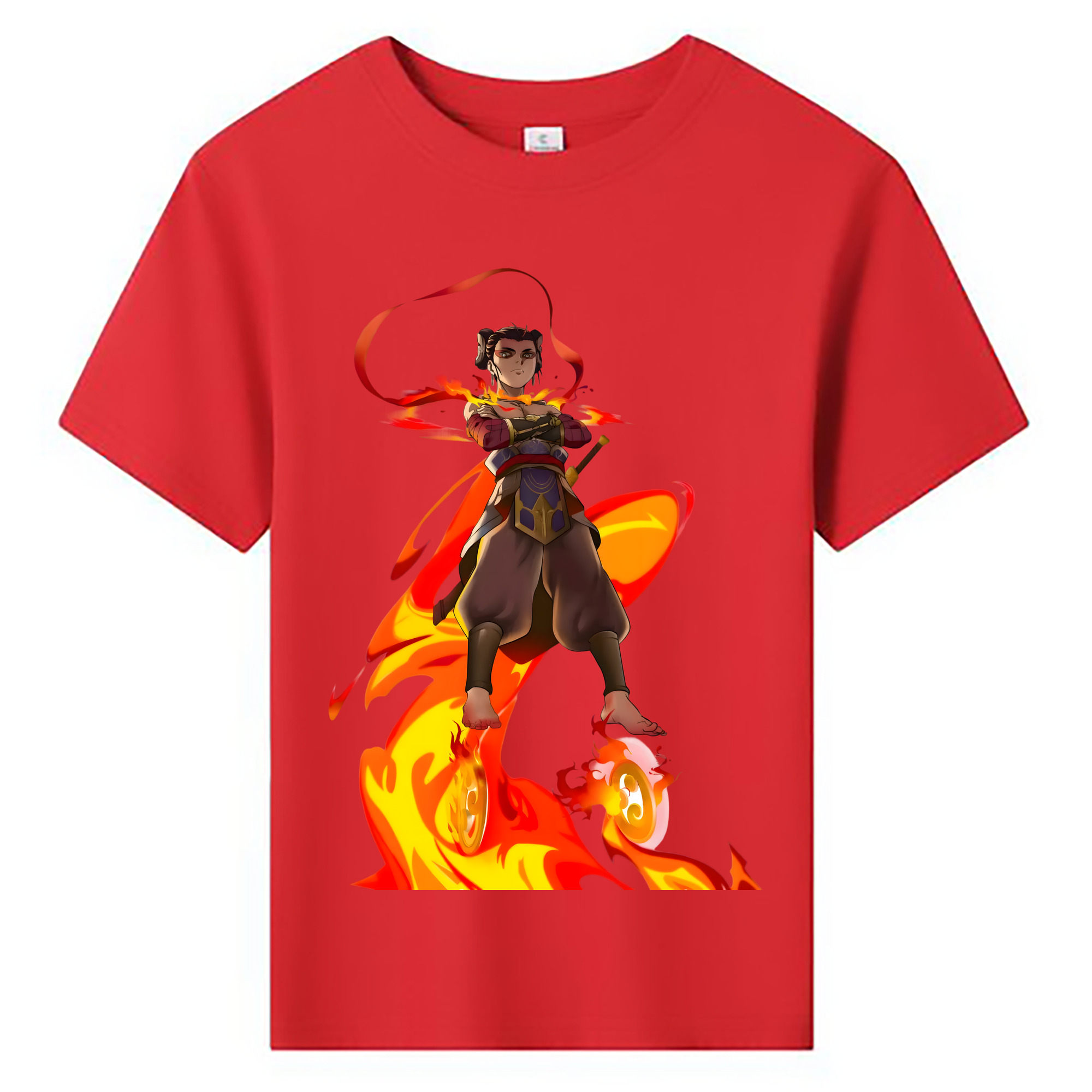 （画像用） Ne Zha 2 ナタ 魔童の大暴れ 綿100％キッズTシャツ（フロントプリント）