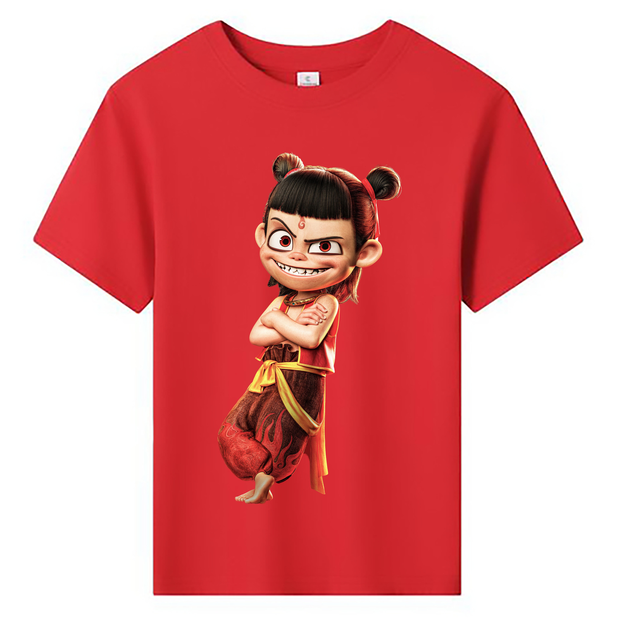 （画像用） Ne Zha 2 ナタ 魔童の大暴れ 綿100％キッズTシャツ（フロントプリント）