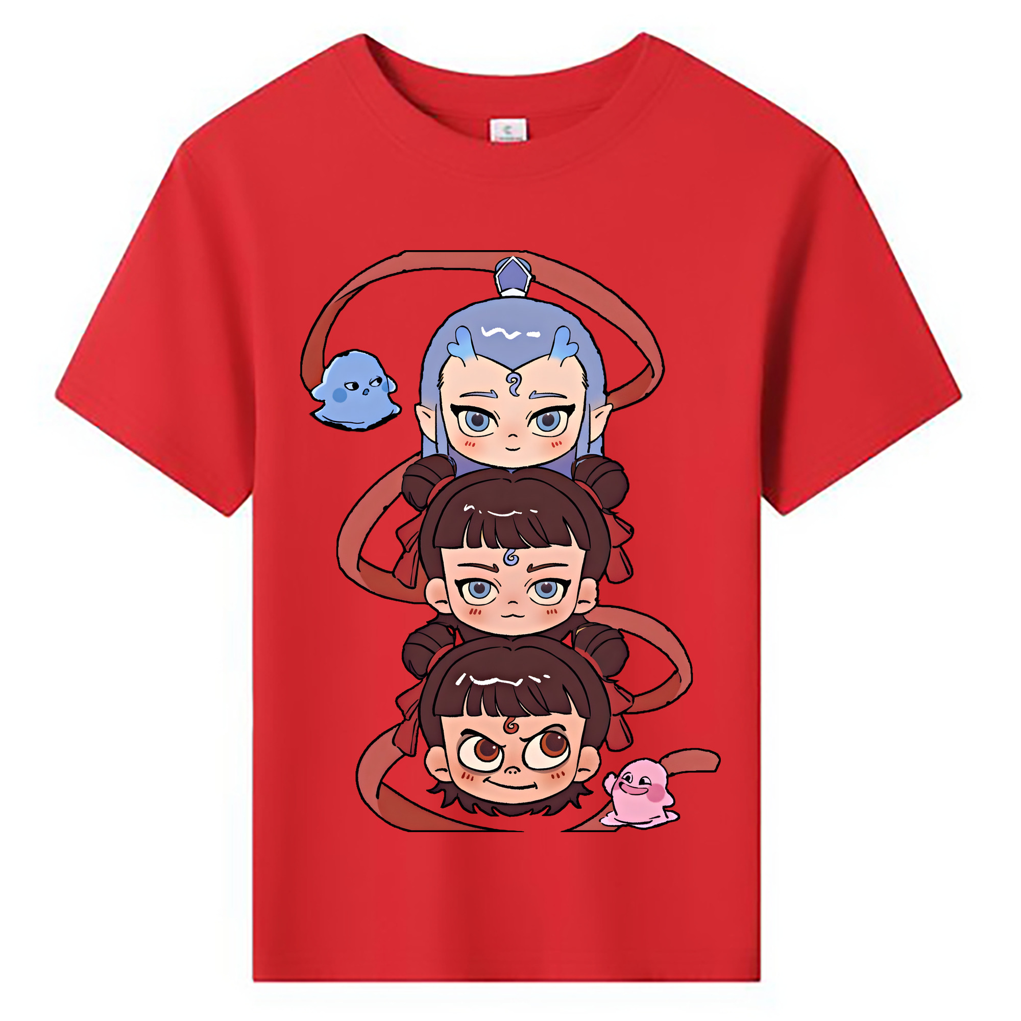 （画像用） Ne Zha 2 ナタ 魔童の大暴れ 綿100％キッズTシャツ（フロントプリント）