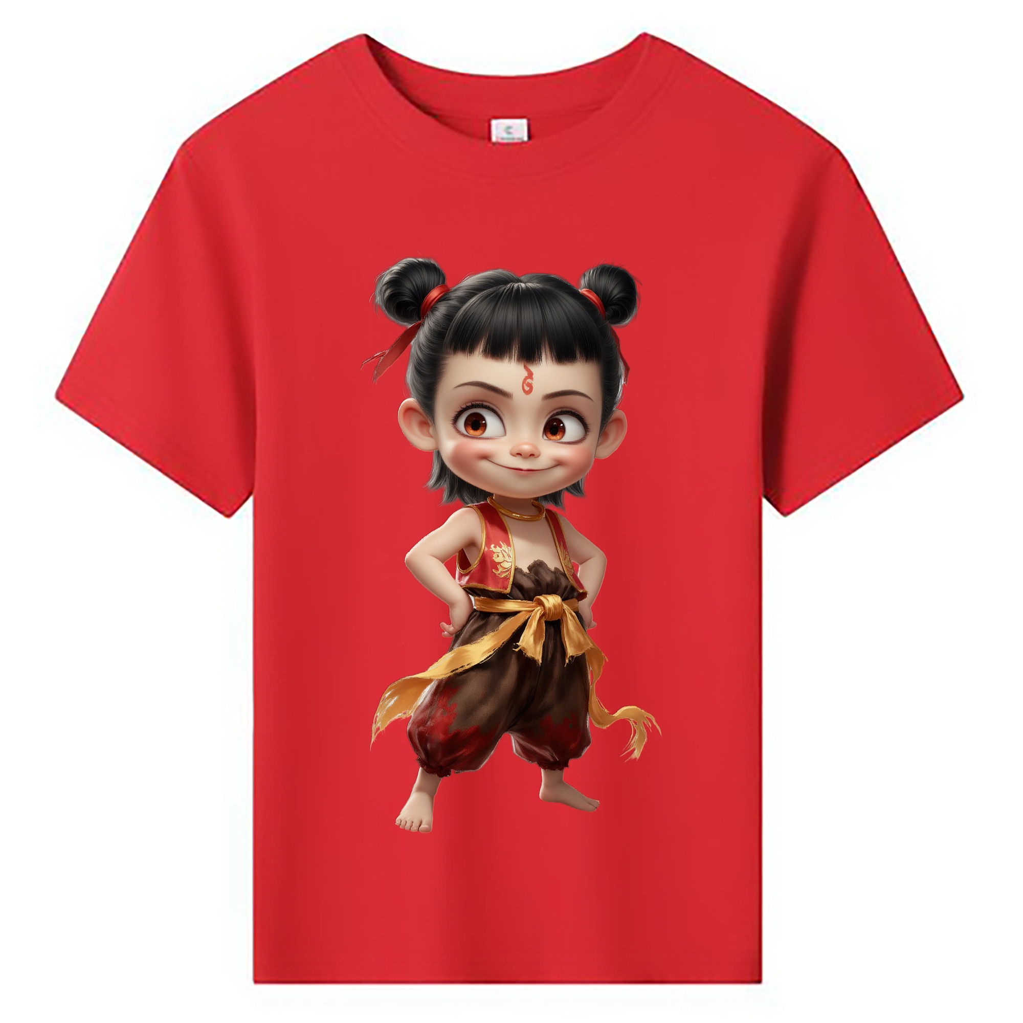 （画像用） Ne Zha 2 ナタ 魔童の大暴れ 綿100％キッズTシャツ（フロントプリント）