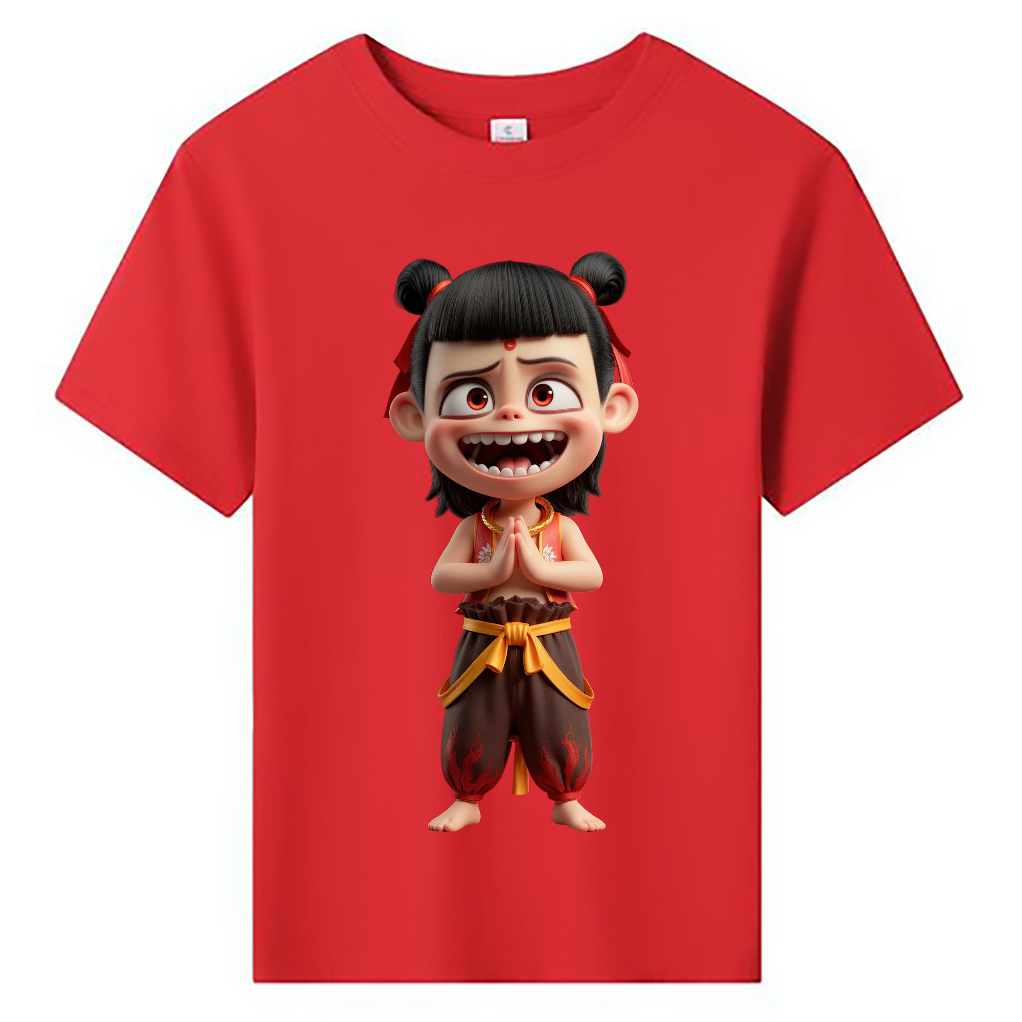 （画像用） Ne Zha 2 ナタ 魔童の大暴れ 綿100％キッズTシャツ（フロントプリント）