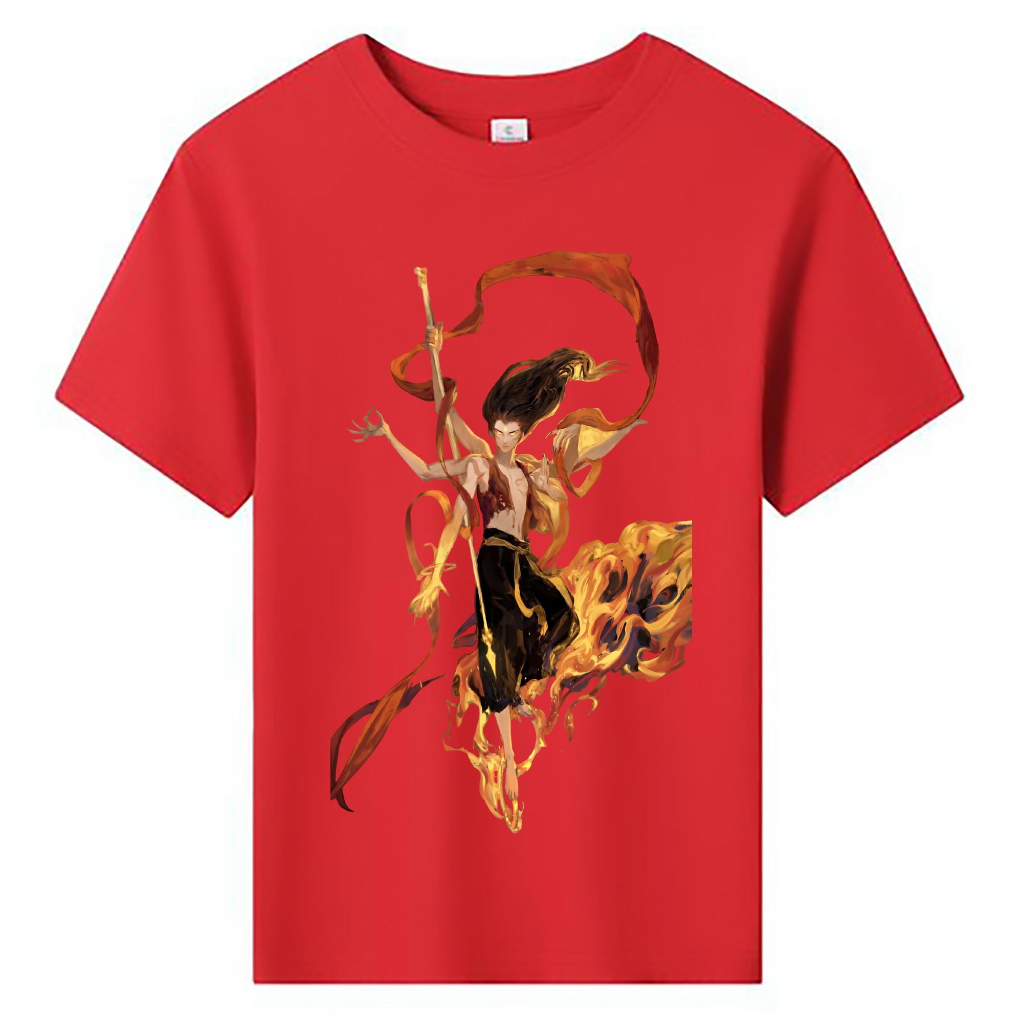（画像用） Ne Zha 2 ナタ 魔童の大暴れ 綿100％キッズTシャツ（フロントプリント）