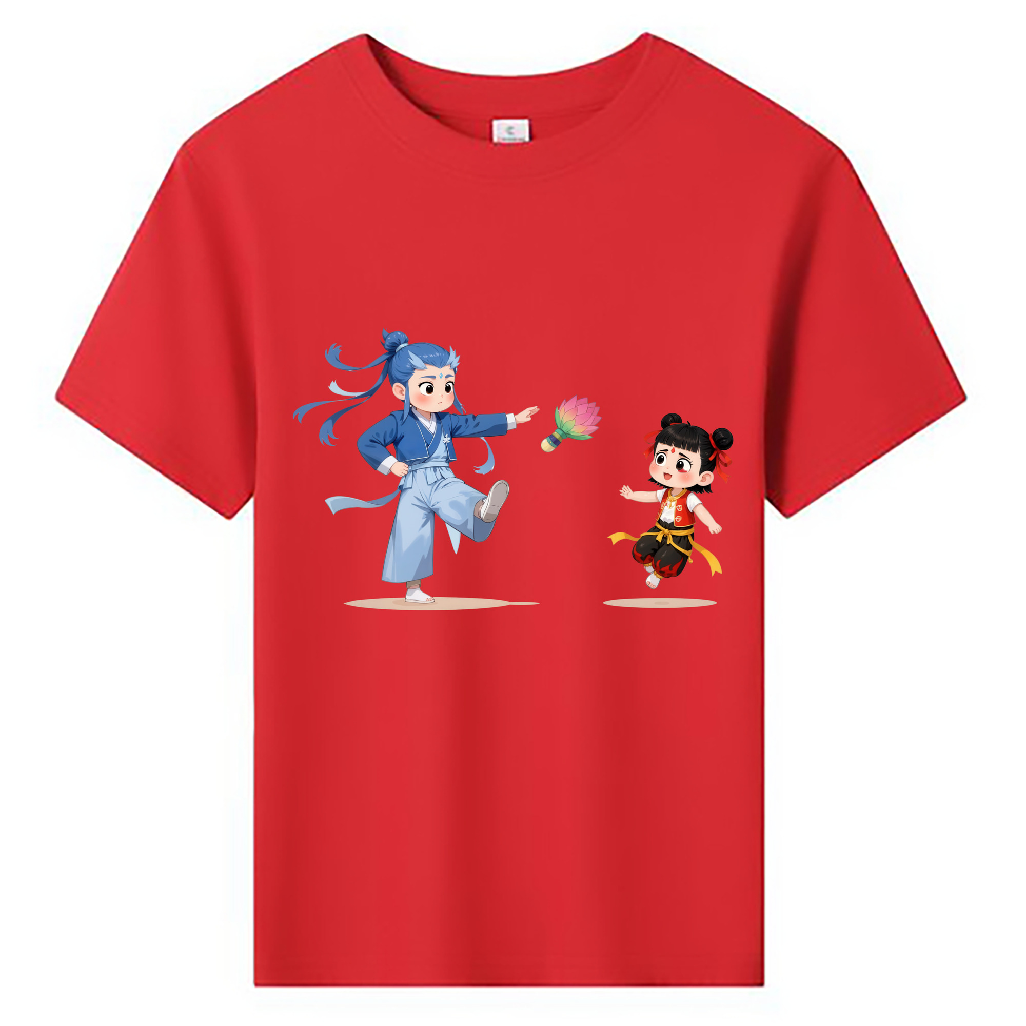 （画像用） Ne Zha 2 ナタ 魔童の大暴れ 綿100％キッズTシャツ（フロントプリント）
