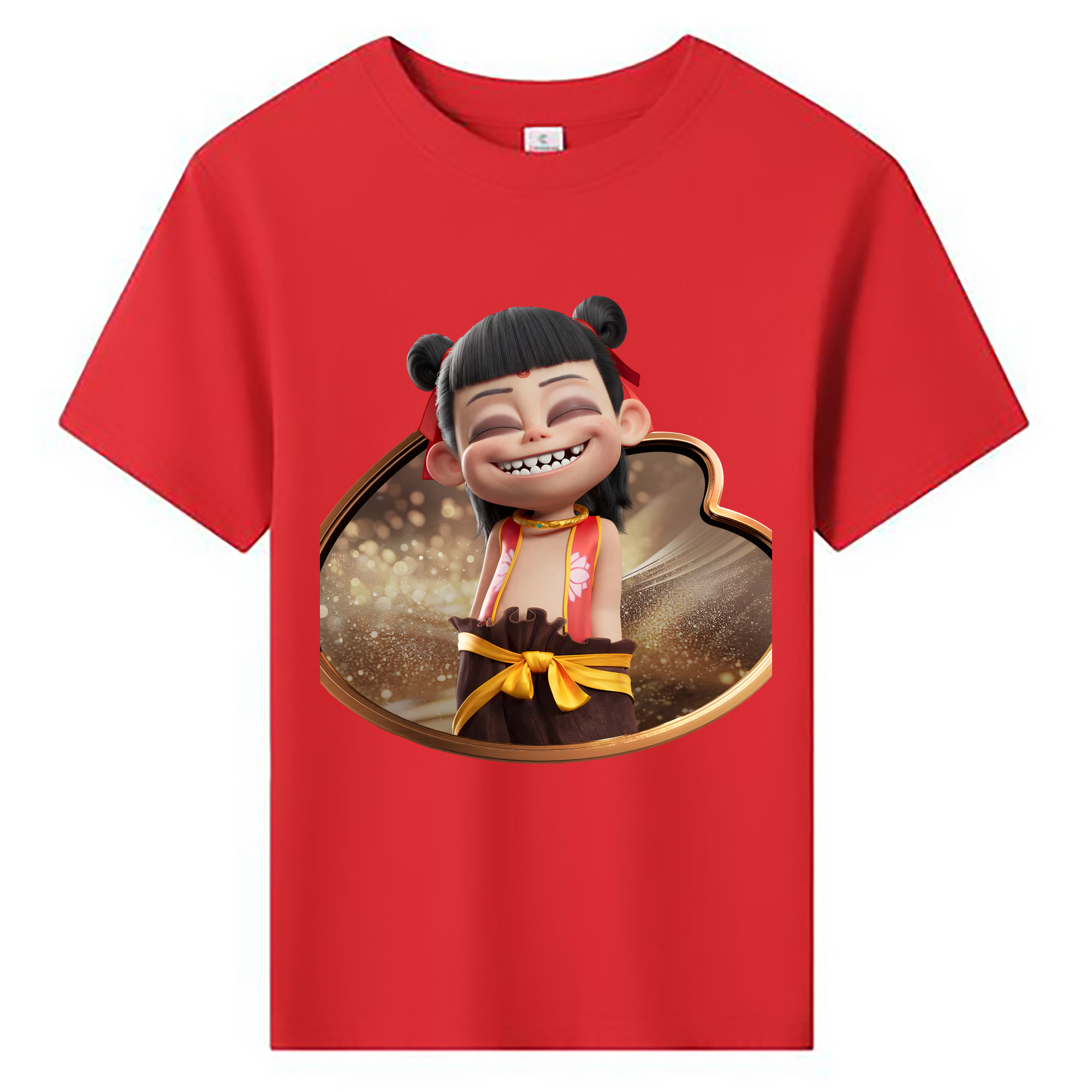 （画像用） Ne Zha 2 ナタ 魔童の大暴れ 綿100％キッズTシャツ（フロントプリント）