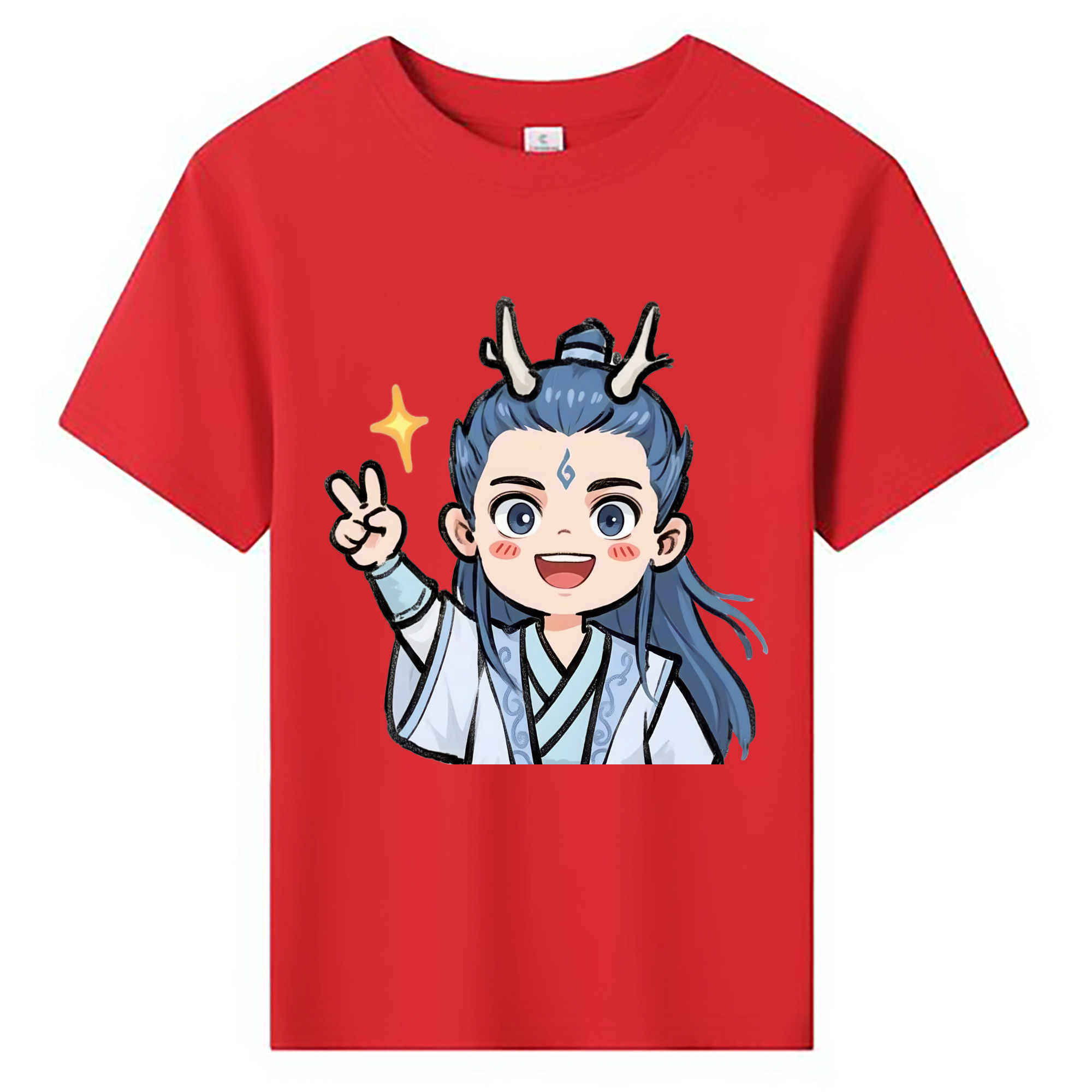 （画像用） Ne Zha 2 ナタ 魔童の大暴れ 綿100％キッズTシャツ（フロントプリント）